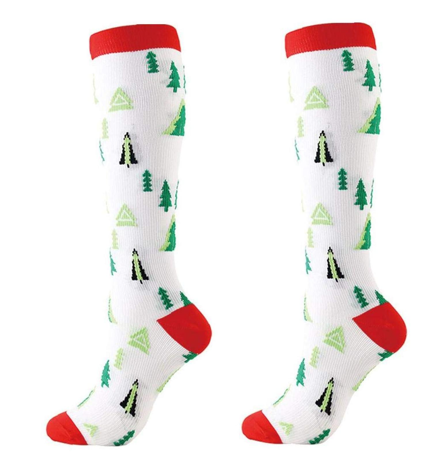 Buy Christmas Multi-Colored Compression Knee Socks for Pregnant Nurses & Edema Relief International Shipping Available - Buy Online on GoSupps.com