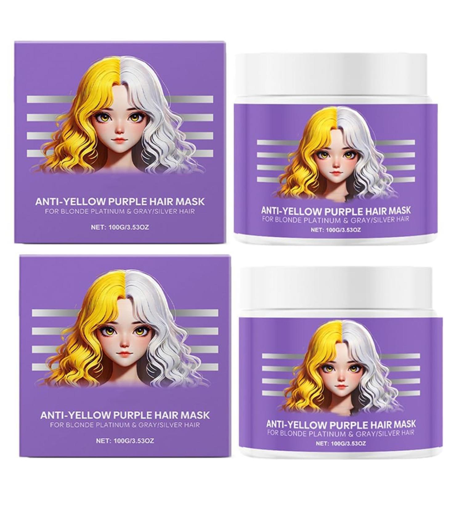 Masque capillaire violet anti-jaunissement masque violet pour cheveux blonds r pare et renforce les cheveux ab m s apr s-shampoing sec pour femmes et hommes d color s 2pcs - Buy Online on GoSupps.com
