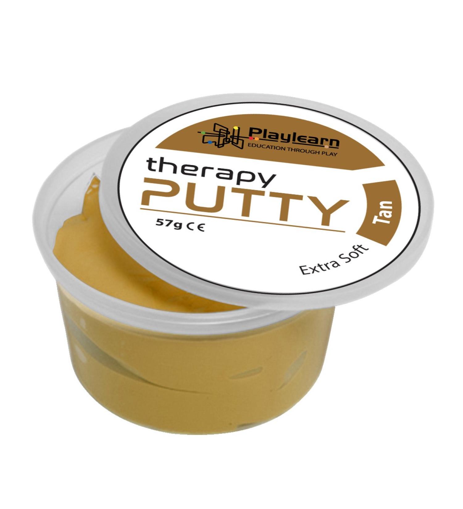 Playlearn Therapy Putty Extra Soft Resistance Squeezable Non-Toxic Hand Exercise Colour Coded Tan for Adults & Children 57g (2oz) Tubs Tan - Extra Soft