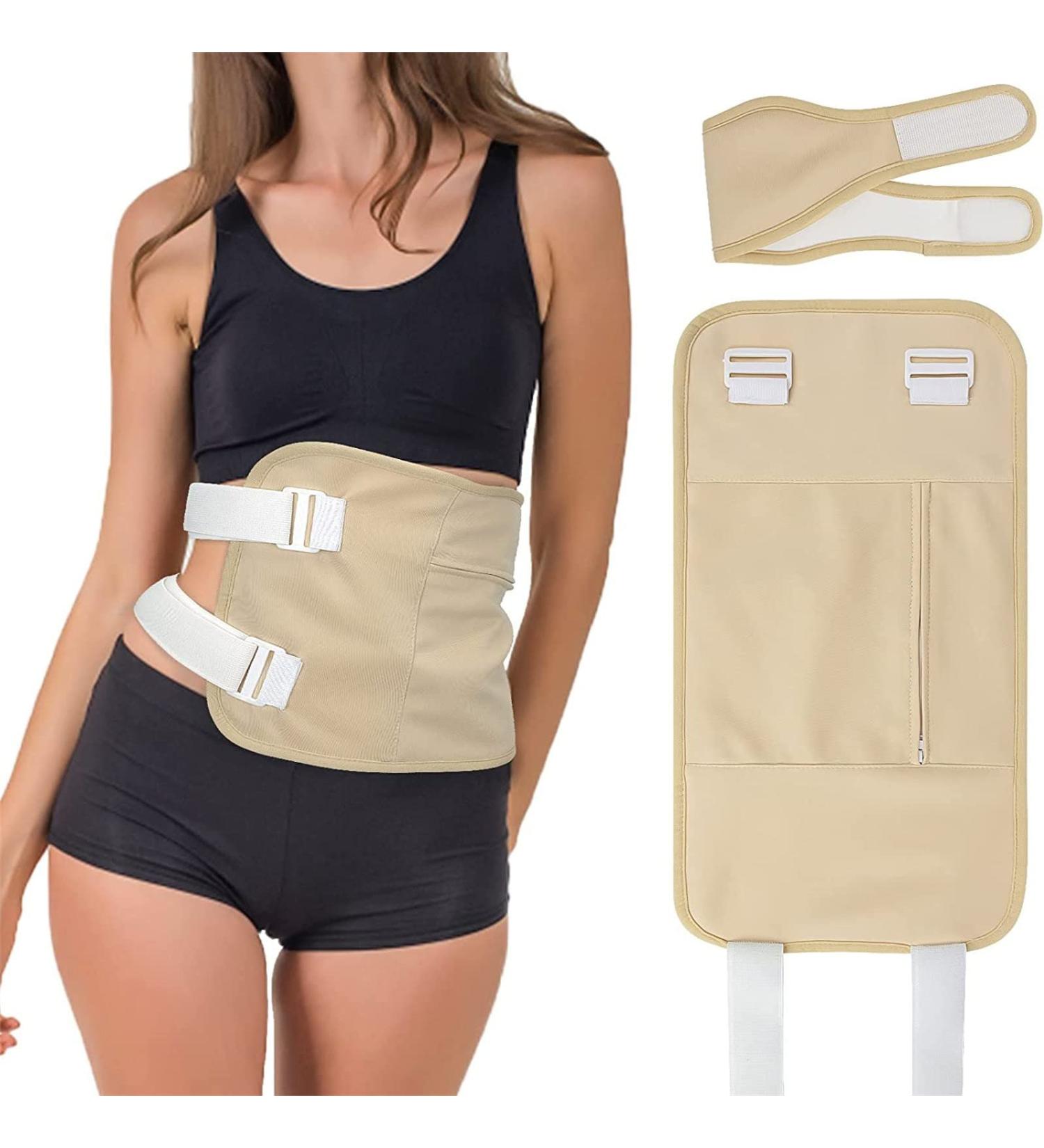Premium Castor Oil Wrap Kit - Adjustable Abdominal & Neck Relief with Elastic Straps - Relaxation in Khaki - Buy Online on GoSupps.com