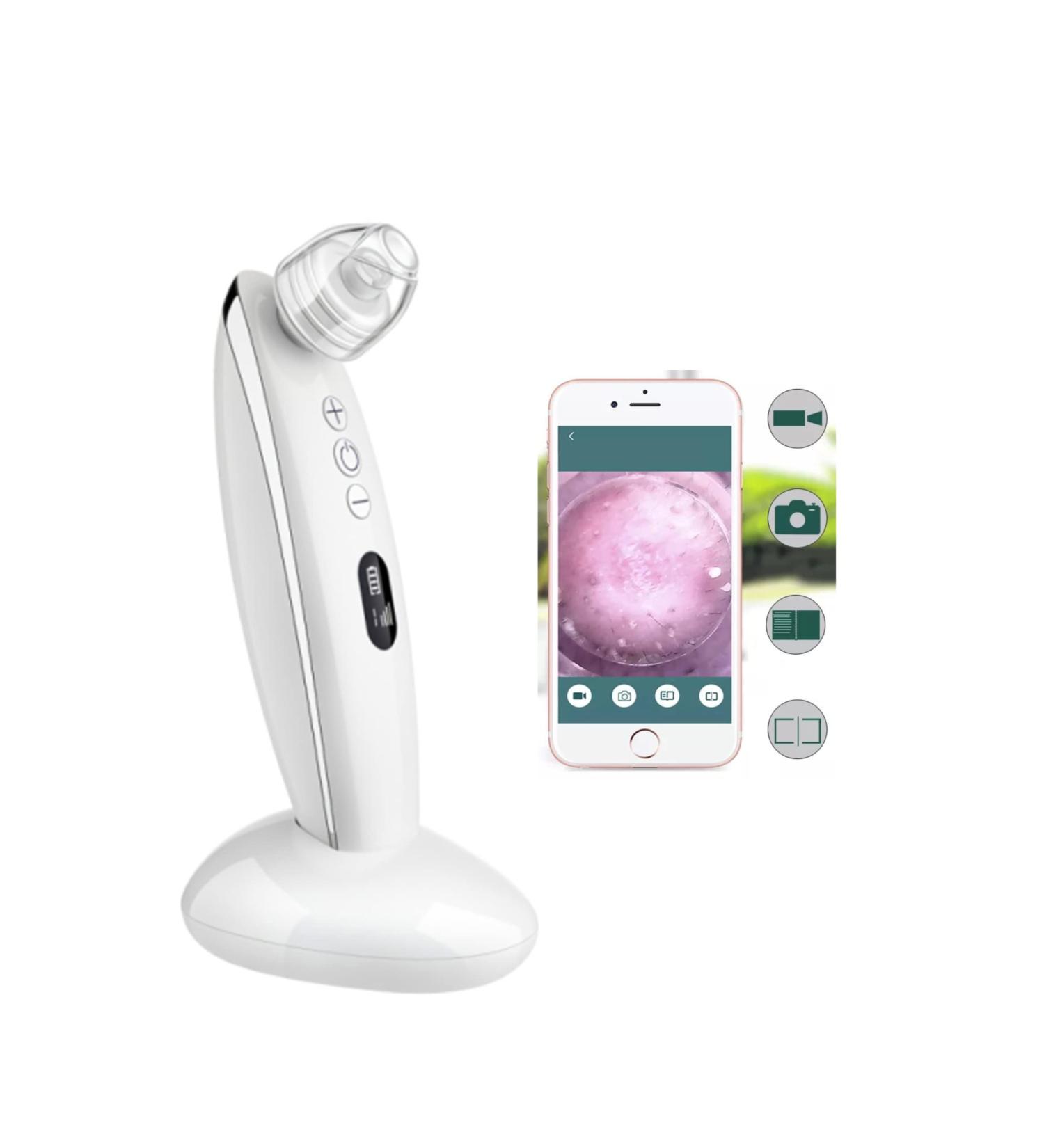 Elegant WiFi Pore Cleanser with 5MP HD Camera, Acne Extractor Vacuum, Blackhead Remover, Dermabrasion Machine - White - Buy Online on GoSupps.com