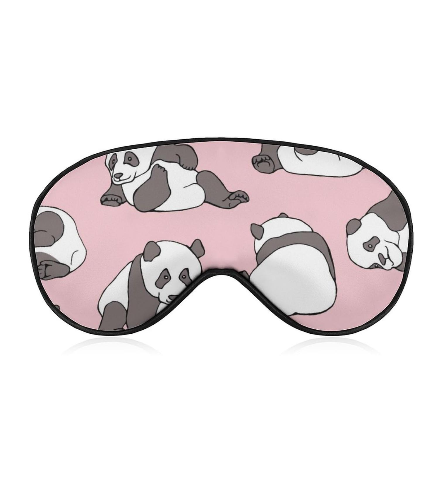 Panda Pink Pattern Sleep Mask - Adjustable Strap, Light Blocking Blindfold for Men and Women | Ideal for Night, Travel, and Naps - Buy Online on GoSupps.com