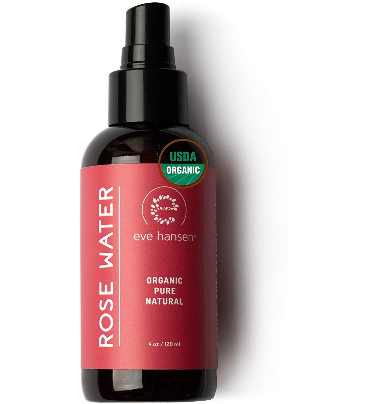 Eve Hansen Organic Rose Water Spray | 4 oz Moroccan Rosewater Face Toner & Makeup Setting Spray | Refreshing & Soothing Mist for Face, Neck, and Hair | Cruelty-Free & Alcohol-Free - Buy Online on GoSupps.com