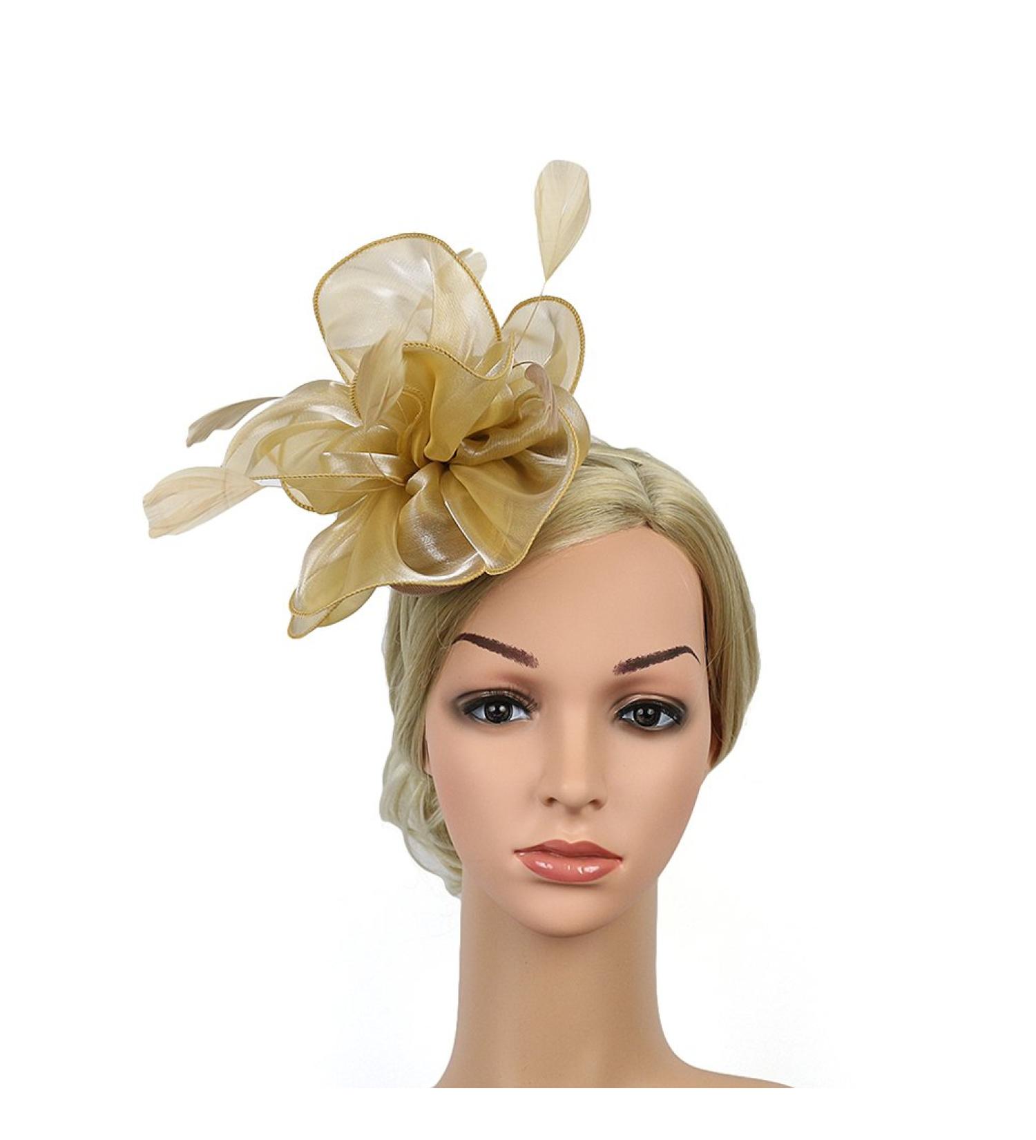 FRCOLOR Fascinator Feather Headband / Clip Party Wedding Royal Ascot Races Hair Accessories Headdress (Golden) - Buy Online on GoSupps.com