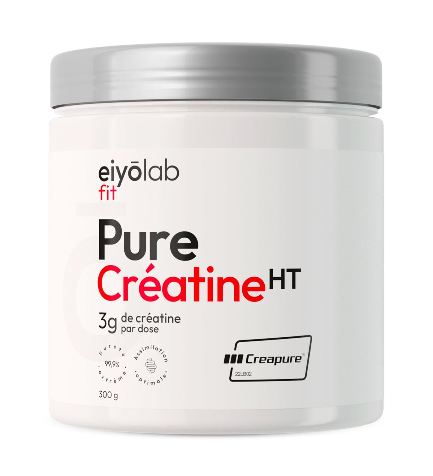 PURE CREATINE HT | 100% Creatine Monohydrate Creapure Powder | Pre Workout Bodybuilding | Muscle Building | Strength & Muscle Resistance | 300g - 88 Shakers | Unflavored Powder | Eiyolab - Buy Online on GoSupps.com