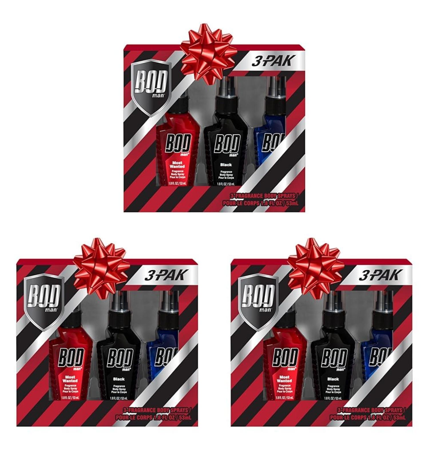 Bod Man Body Spray Holiday Gift Set for Him - 3 Piece Variety Sampler (Black Really Ripped Abs Most Wanted) Perfect for Stocking Stuffers (Pack of 3) 1.8 Fl Oz (Pack of 9) - Buy Online on GoSupps.com