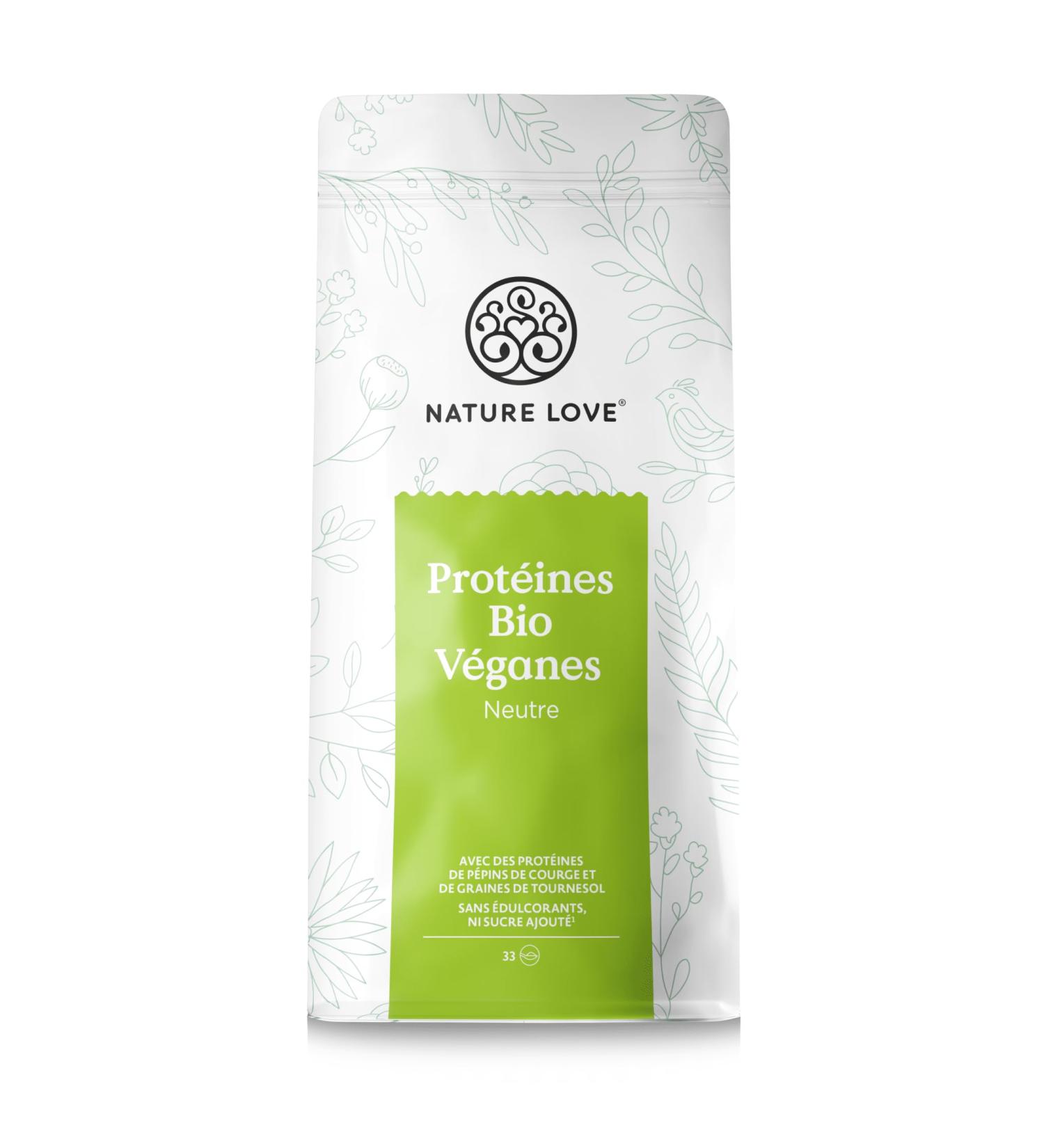 NATURE LOVE Organic Vegan Protein Powder - 1000g - from pumpkin seeds and sunflower seeds - 8 essential amino acids 59% protein - vegan protein powder - Buy Online on GoSupps.com