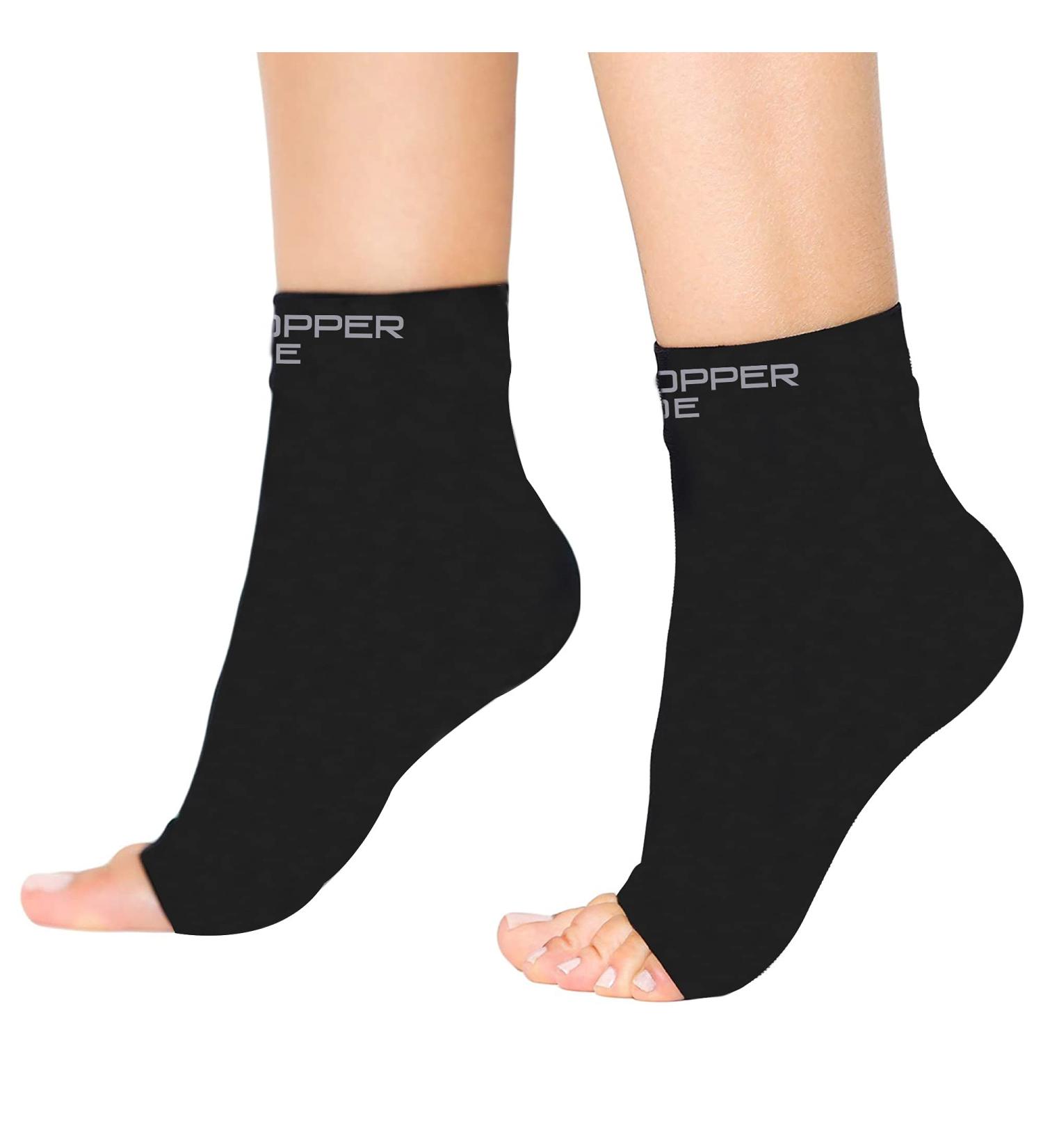 Copper Joe Ankle Brace Compression Sleeve for Heel Pain Relief - Plantar Fasciitis Support for Men & Women (Medium, 1 Pair) - Buy Online on GoSupps.com
