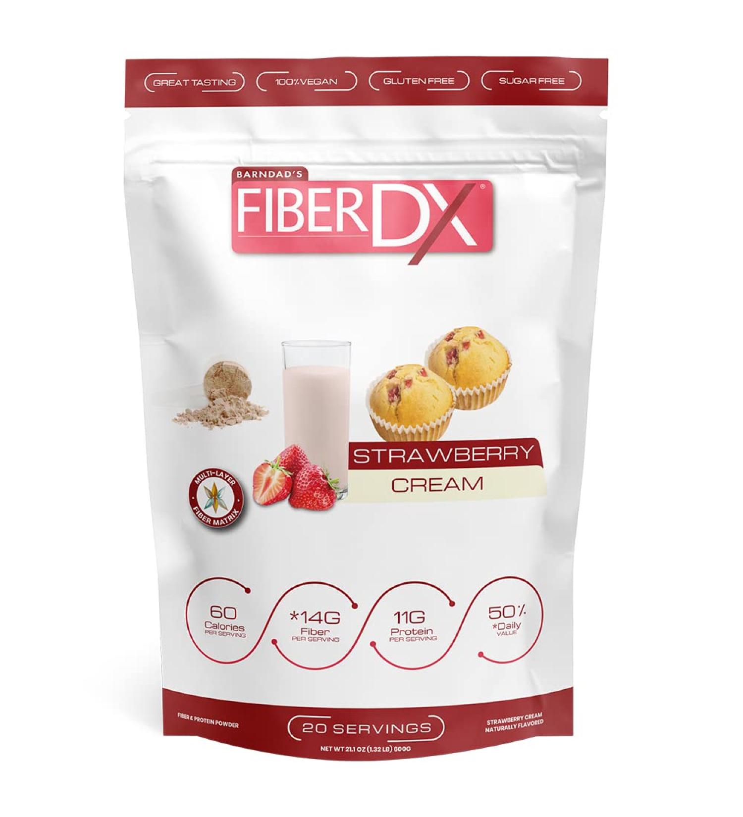 BarnDad FiberDX Strawberry Cream 600g - Natural Sweetened Fiber Supplement - Buy Online on GoSupps.com