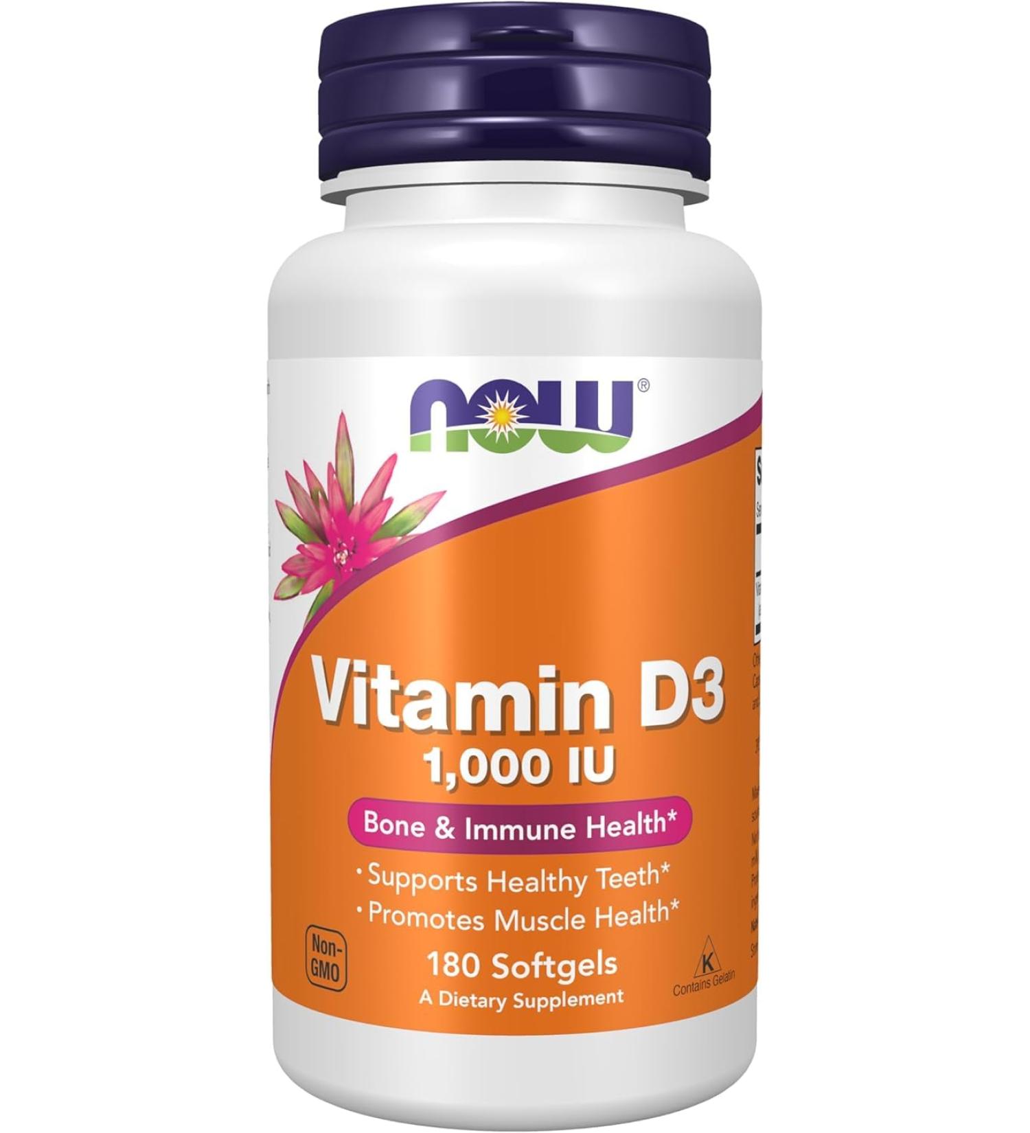 NOW Foods Vitamin D-3 High Potency 1 000 IU 180 Softgels