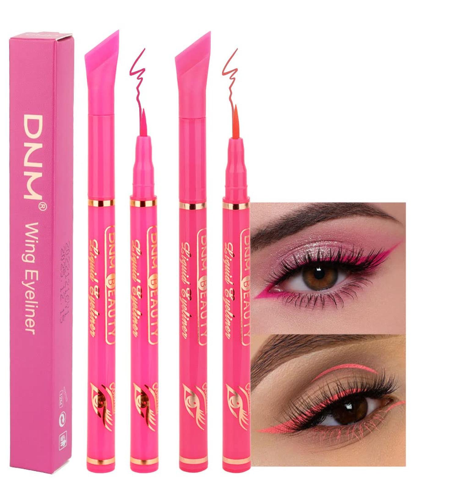 Kaely 2Pcs Pink Liquid Wing Eyeliner Stamp & Pencil Set - Waterproof Colored Eye Liners for Colorful Eyes - Buy Online on GoSupps.com