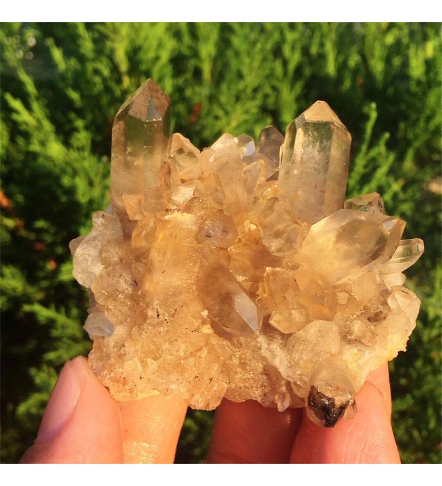 Crystal Rough Natural Crystal Rough Natural Lemon Yellow Quartz Crystal Original Stone Cluster Quartz Specimen Stone Smoked Yello Crystal Cluster Decoration 1pcs 60g--70g - Buy Online on GoSupps.com