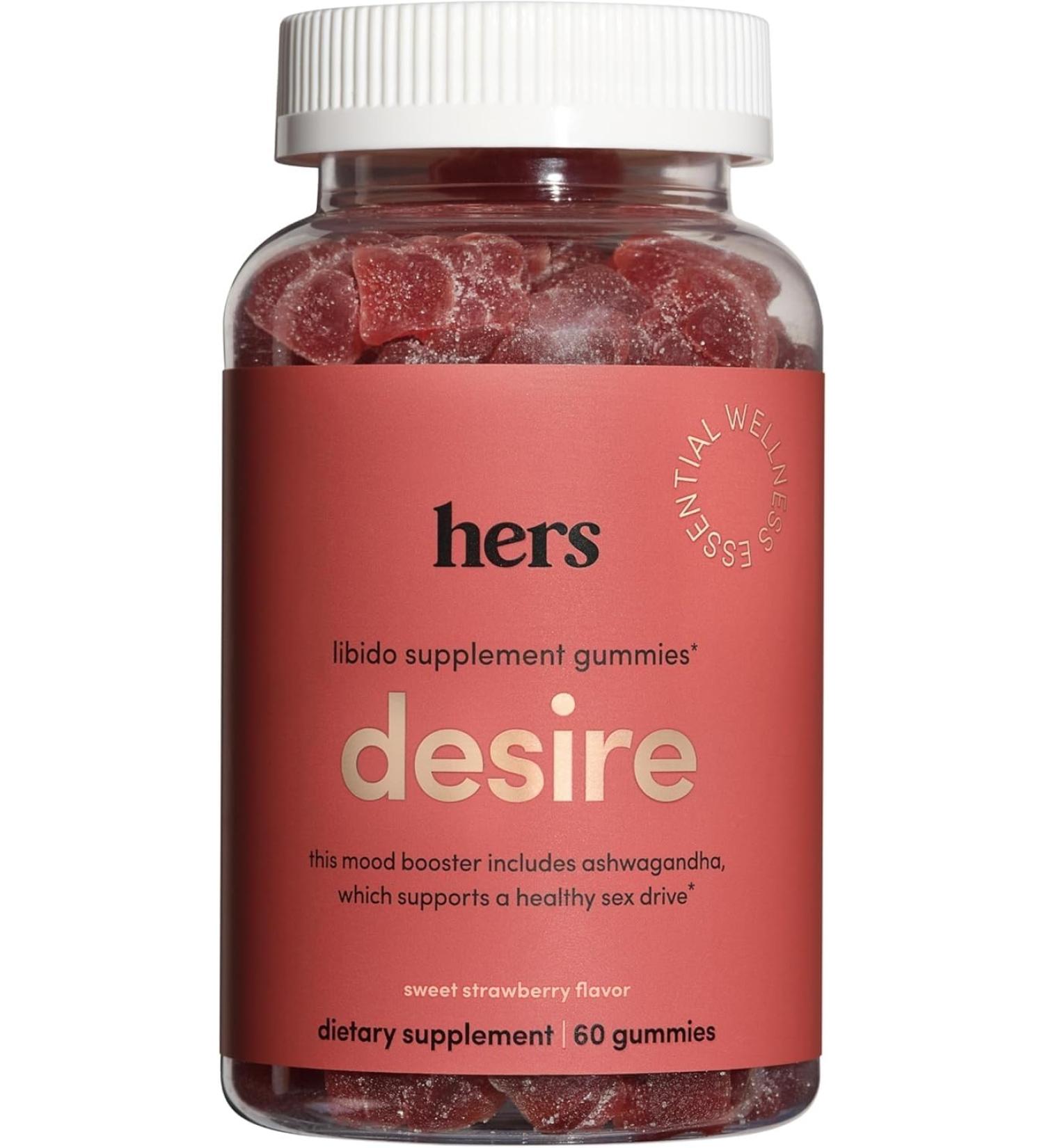 Hers Desire Libido Supplement Gummies - Vegan, Gluten Free, no Artificial Flavors - 60 Count - Buy Online on GoSupps.com