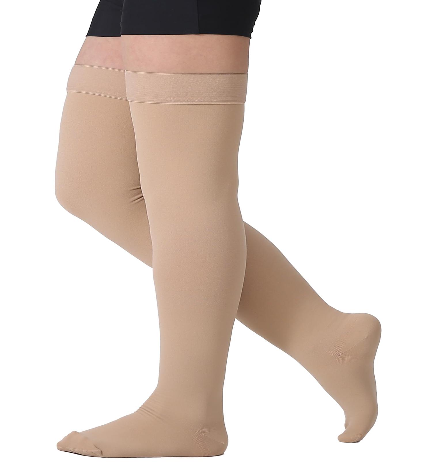 TOFLY Medical Thigh High Compression Stockings | 20-30mmHg Graduated Compression Socks | Silicone Band Support | Varicose Veins, Edema, Travel | Beige 3XL - Buy Online on GoSupps.com