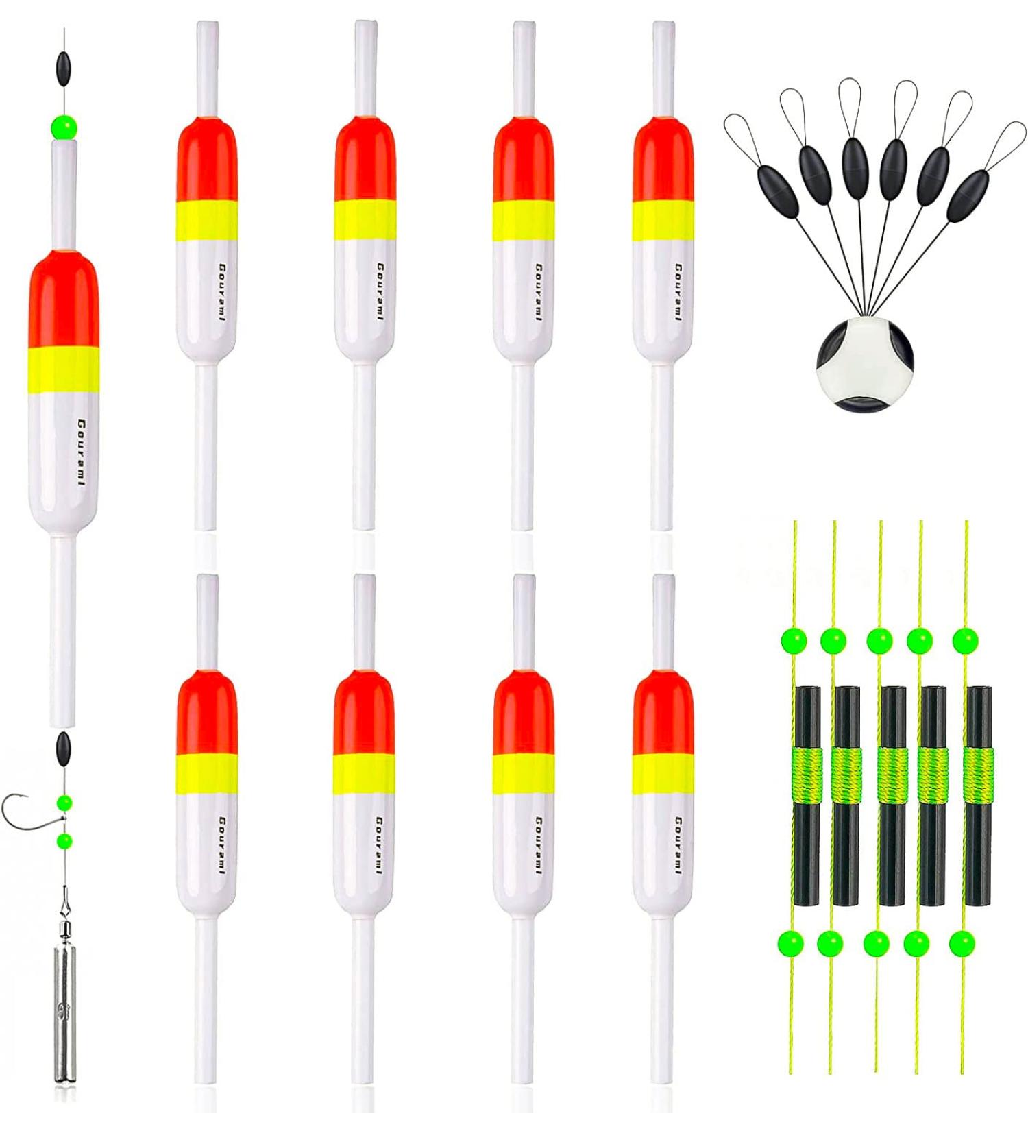 Gourami Slip Bobbers Kit - Slide Float with Bobber Stops - 8pcs Balsa Wood Floats for Crappie, Panfish, Walleyes - Buy Online on GoSupps.com