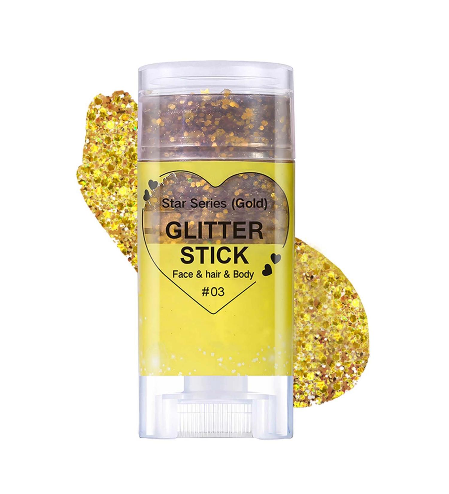  EONFAVE Glitter Stick Body Glitter Stick Glitter Face Mermaid Holographic Glitter Powder Body Hair Face Nail Art Christmas Rave Accessories (03 Gold) - Buy Online on GoSupps.com