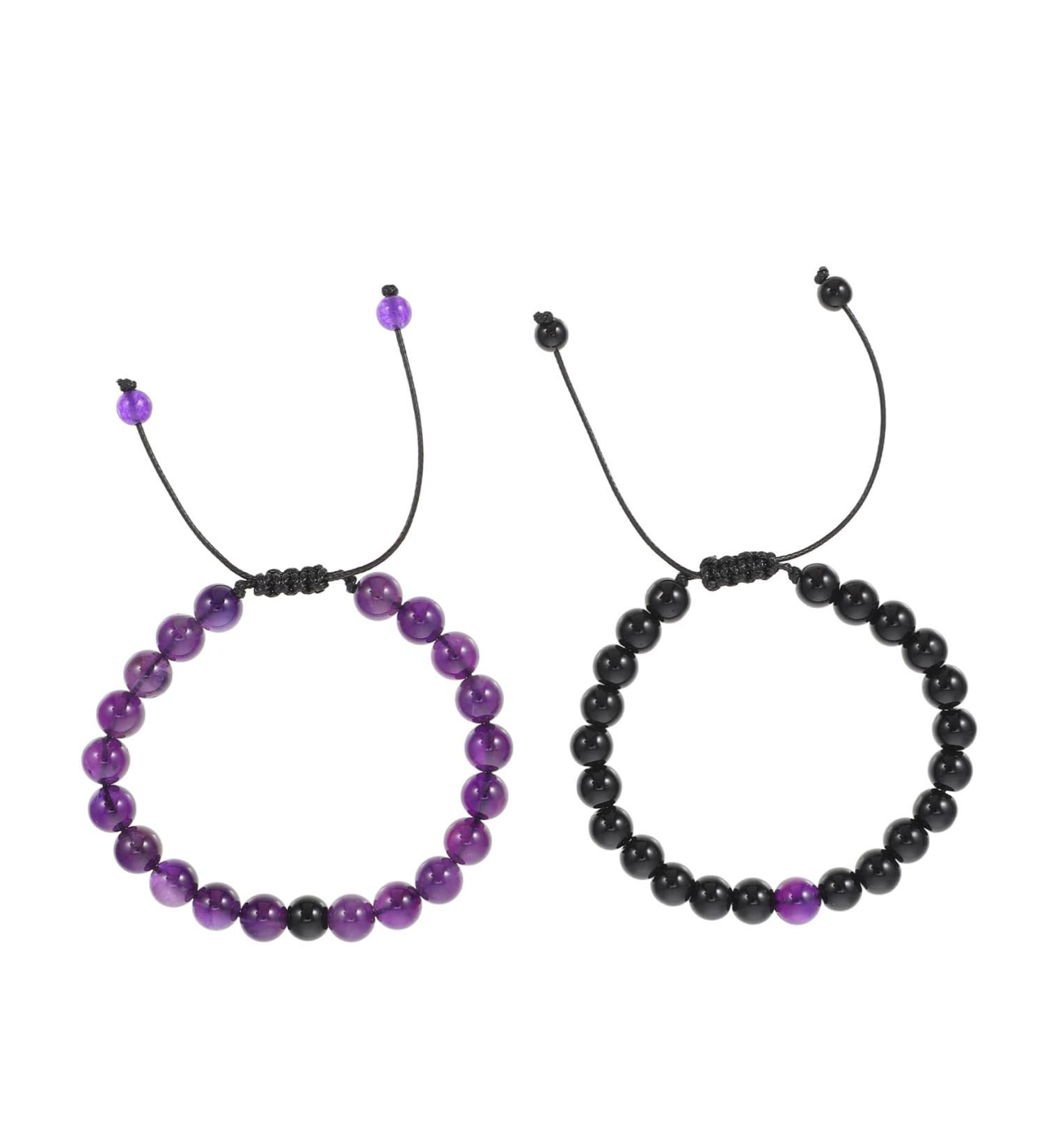 SHERCHPRY 2Pcs Stone Bracelet wealth bracelet bead bracelet ethnic bracelet braided couples bracelets fortune bracelet feng wear-resistant stone rock and roll frosted stone lovers - Buy Online on GoSupps.com