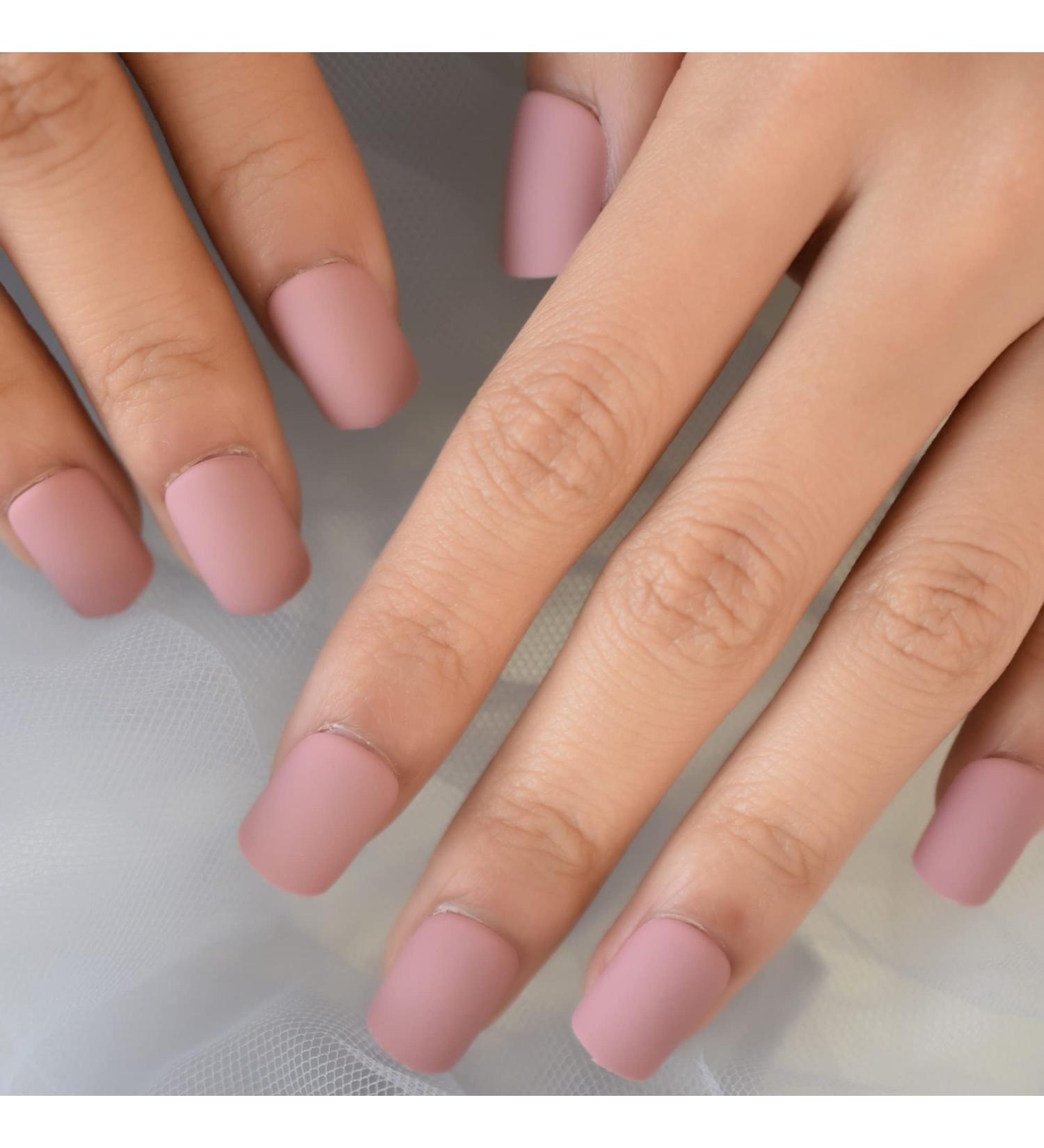 Dried Rose Matte Short Square Acrylic False Nails - 24pcs Set | International Shipping - Buy Online on GoSupps.com