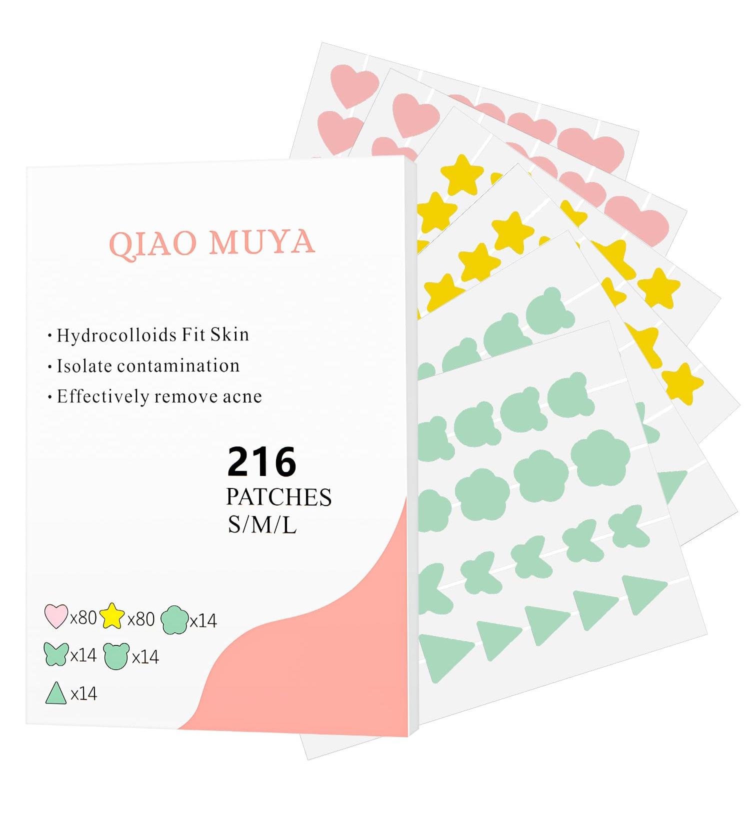 QIAOMU Anti-Acne Patches - 216 Pieces 6 Star Patterns for Facial Blemishes & Acne Marks - Effective Spot Treatment - Buy Online on GoSupps.com