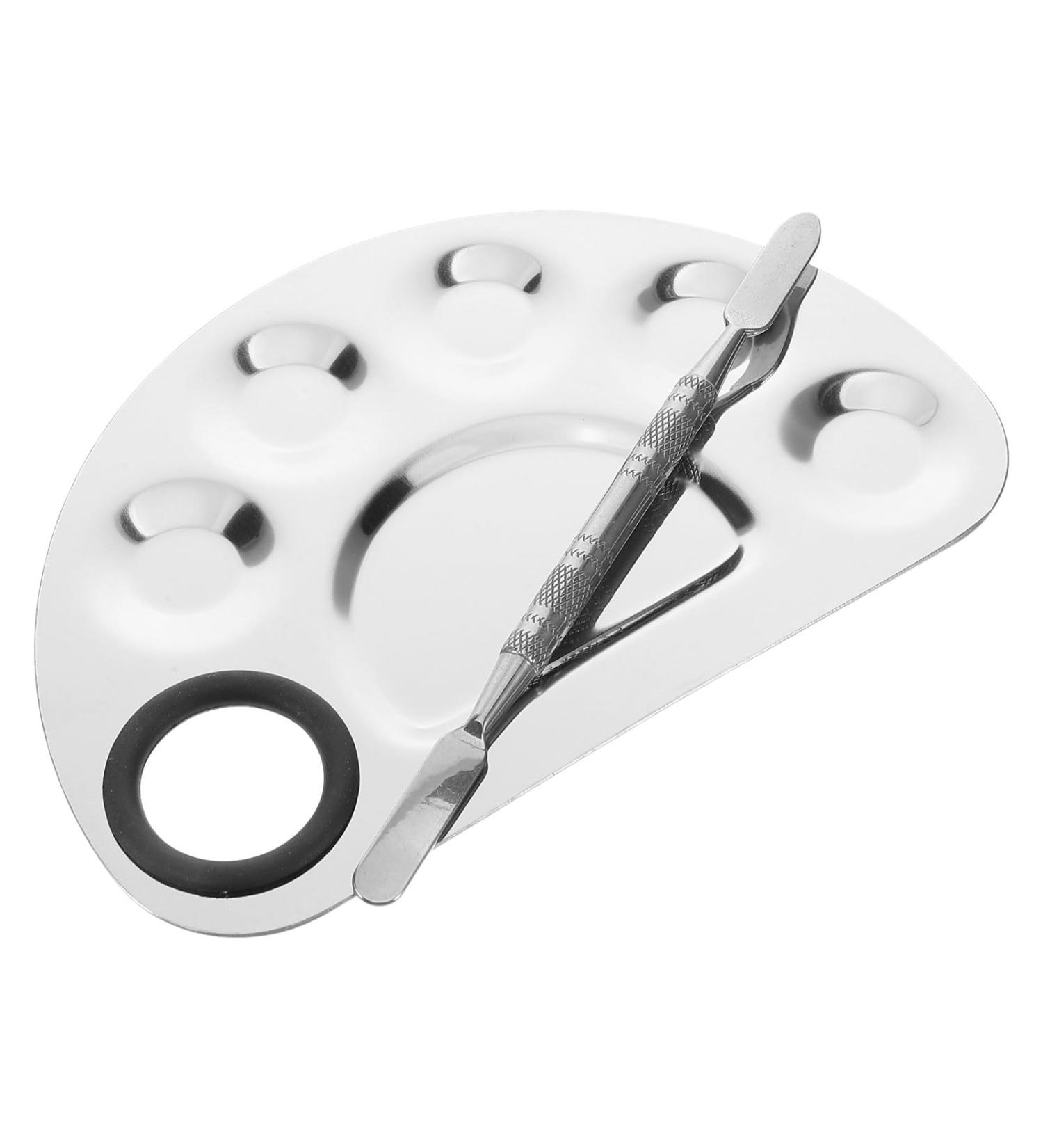 Palette Cosm tique en Acier Inoxydable 2 Pi ces Plateau de M lange Demi-Cercle et Mini Spatule Applicateur de Masque la Boue pour Nail Art et Fond de Teint Usage - Buy Online on GoSupps.com