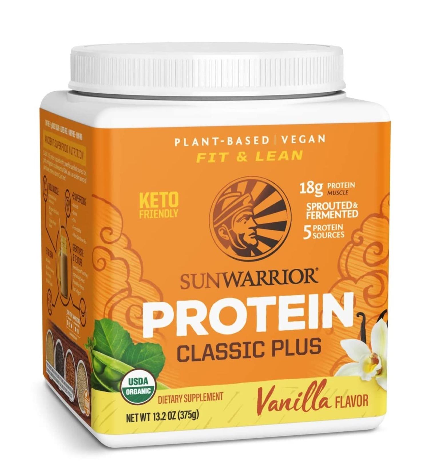 Sunwarrior Classic Plus Protein Vanilla 13.2 oz | Plant-Based & Vegan Protein Powder - Buy Online on GoSupps.com
