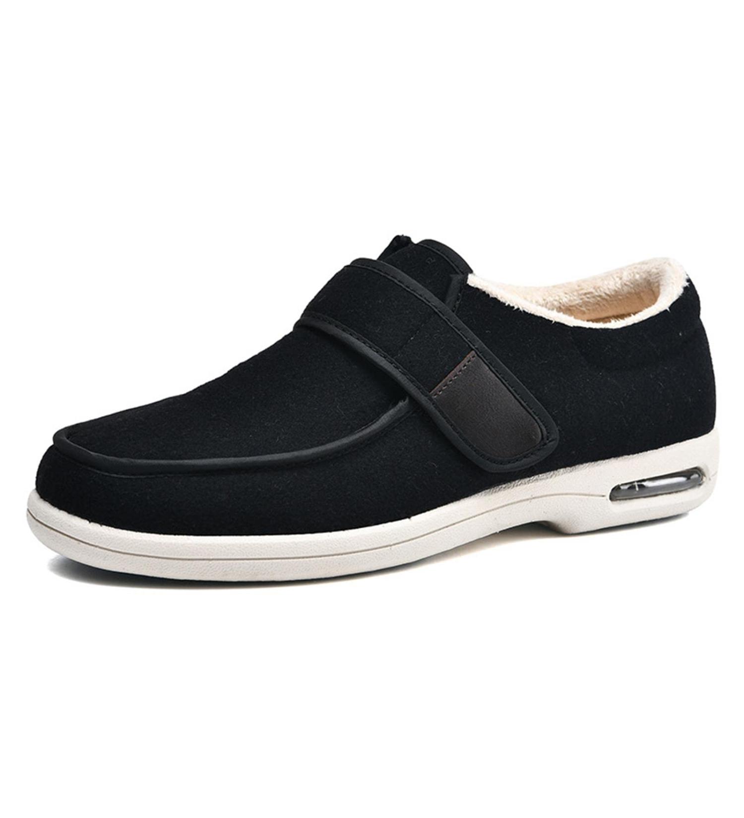 FZYUAN Women's Diabetic Shoes with Furry Lining - Extra Wide Width, Adjustable Closures, Non-Slip Sneakers for Swollen Feet - Black 5.5 - Buy Online on GoSupps.com