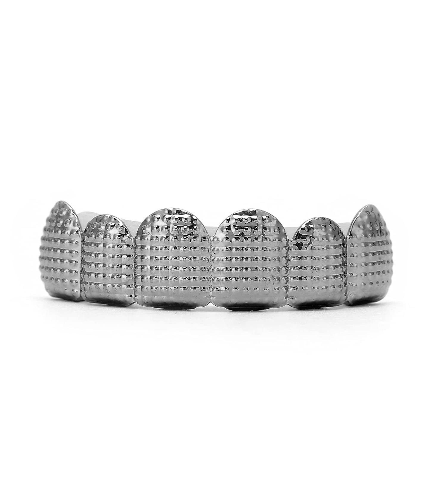 Hip Hop Hollow Tooth Hip Hop Teeth Grillz Easy to Wear Portable Rapper Costume Teeth Jewelry and Party Photo Props for Halloween for Women Men Gift (Black) - Buy Online on GoSupps.com