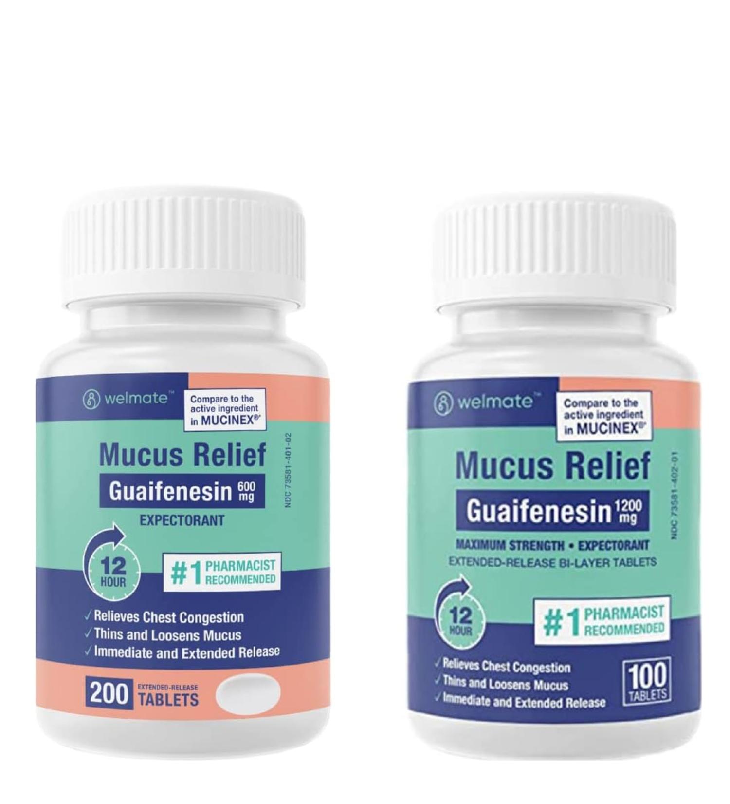 WELMATE Allergy & Mucus Relief Bundle | Fexofenadine 180mg + Guaifenesin 600mg | 24 Hr Antihistamine & Expectorant | 100 + 200 Tablets