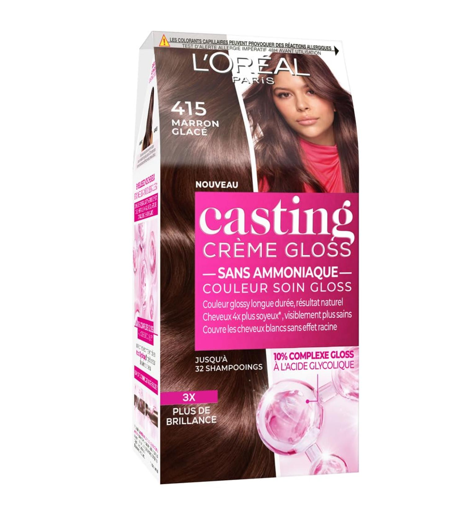 L'Or al Paris - Semi-Permanent Tone-on-Tone Hair Color - Ultra Glossy & Natural Color - Ammonia Free - Casting Cr me Gloss - Shade: Icy Brown (415) - Buy Online on GoSupps.com