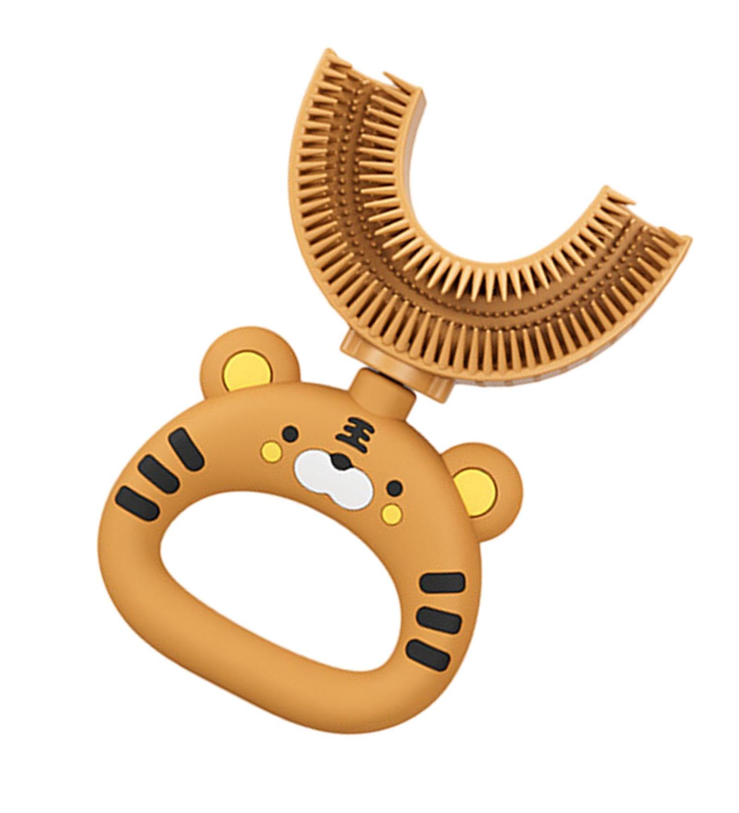 FURTRYVL U-Shaped Silicone Toothbrush for Kids | Cartoon Tiger Design | Extra Soft Brush Head for Gentle Cleaning | Ideal for Training & Manual Use - Buy Online on GoSupps.com