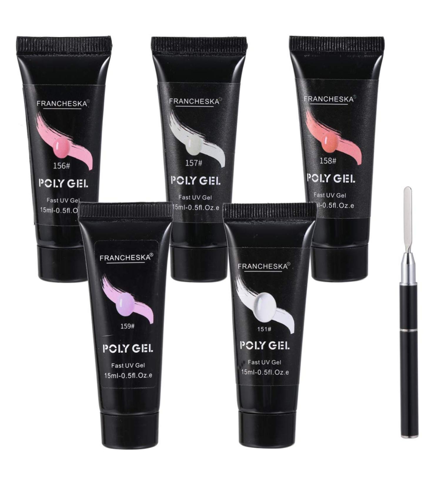 Beaupretty Acrylic Nail Gel Set - 7 Pieces Poly Nail Builder Gel Kit with Brush for Salon & Home Nail Art - Buy Online on GoSupps.com