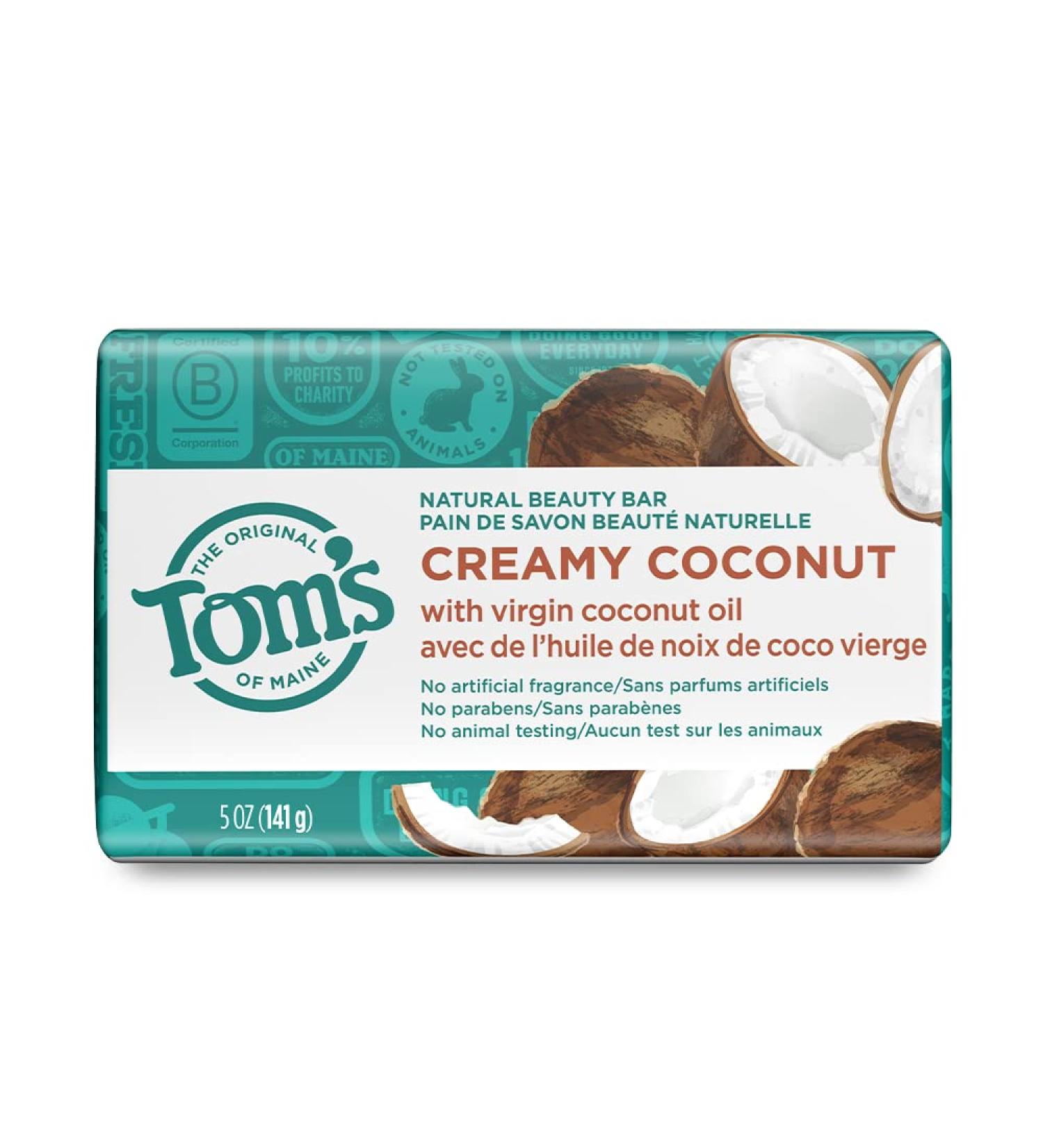 Tom's of Maine Creamy Coconut Natural Beauty Bar Soap | 5 oz | Virgin Coconut Oil | Eco-Friendly & Vegan - Buy Online on GoSupps.com