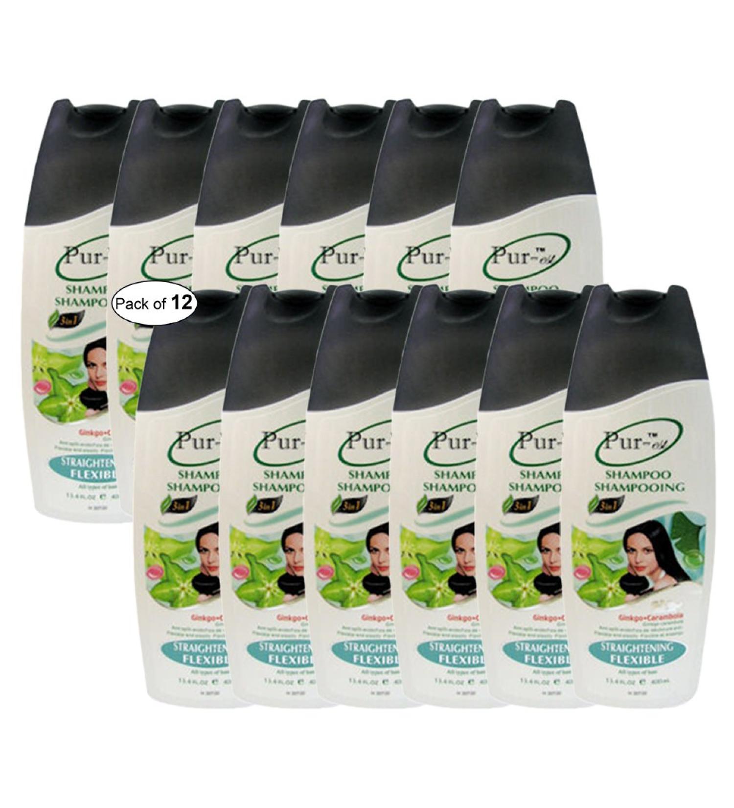 Straightening Flexible Shampoo With Ginkgo+Carambola(400ml) (Pack of 12) by Purest