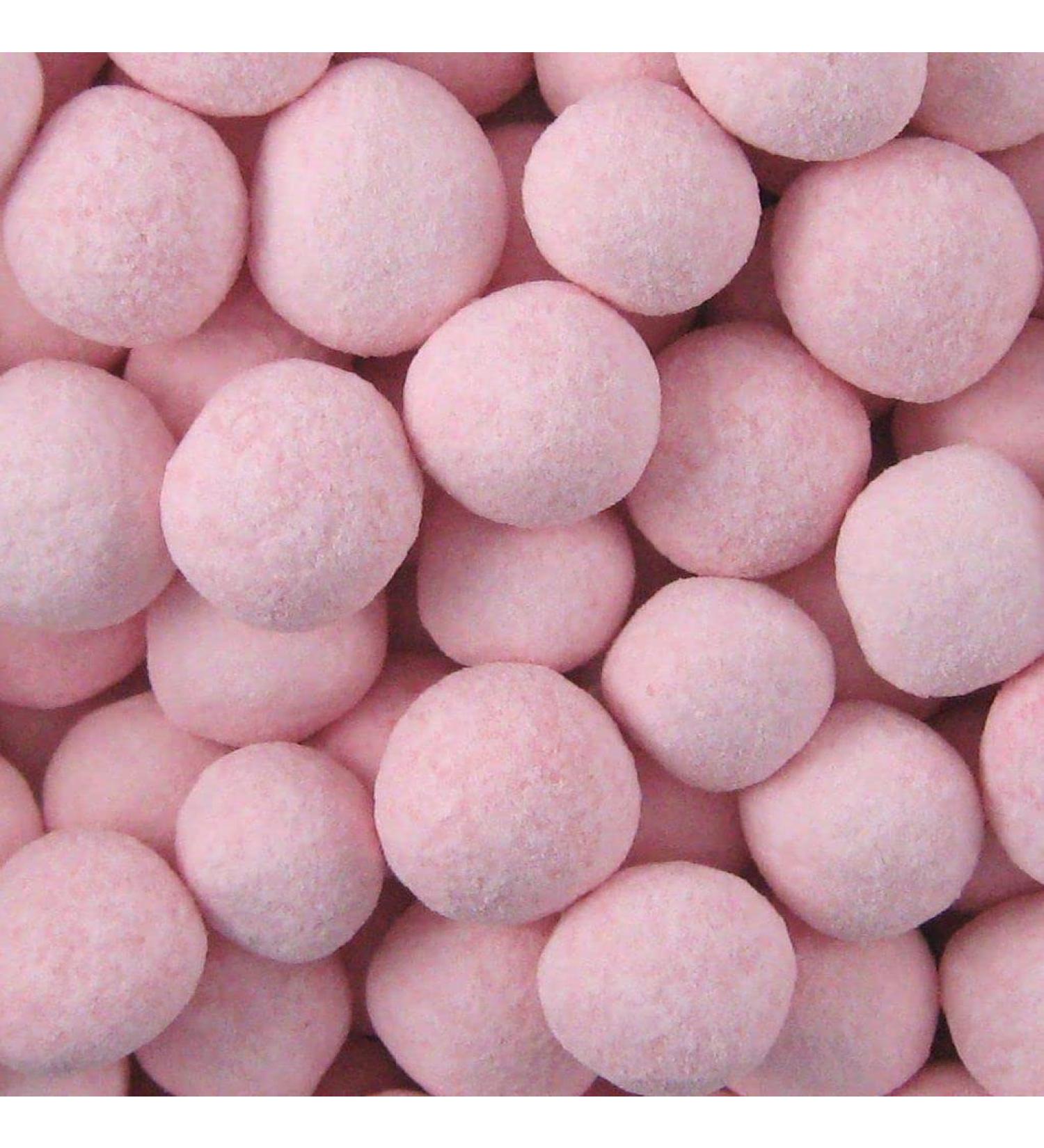 Traditional Dusted Strawberry Flavoured Bon Bons With A Toffee Centre. 1kg Pouch - Retro Sweets - Old Fashioned Bonbons