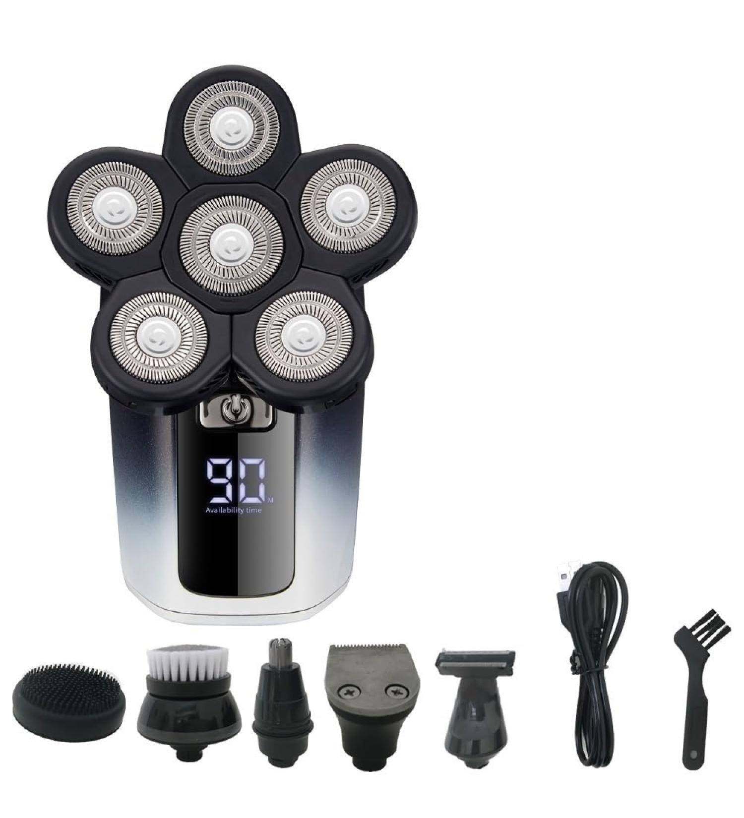 6 in 1 Rechargeable Head Shaver for Bald Men - Electric Grooming Kit with 6 Floating Heads - Buy Online on GoSupps.com