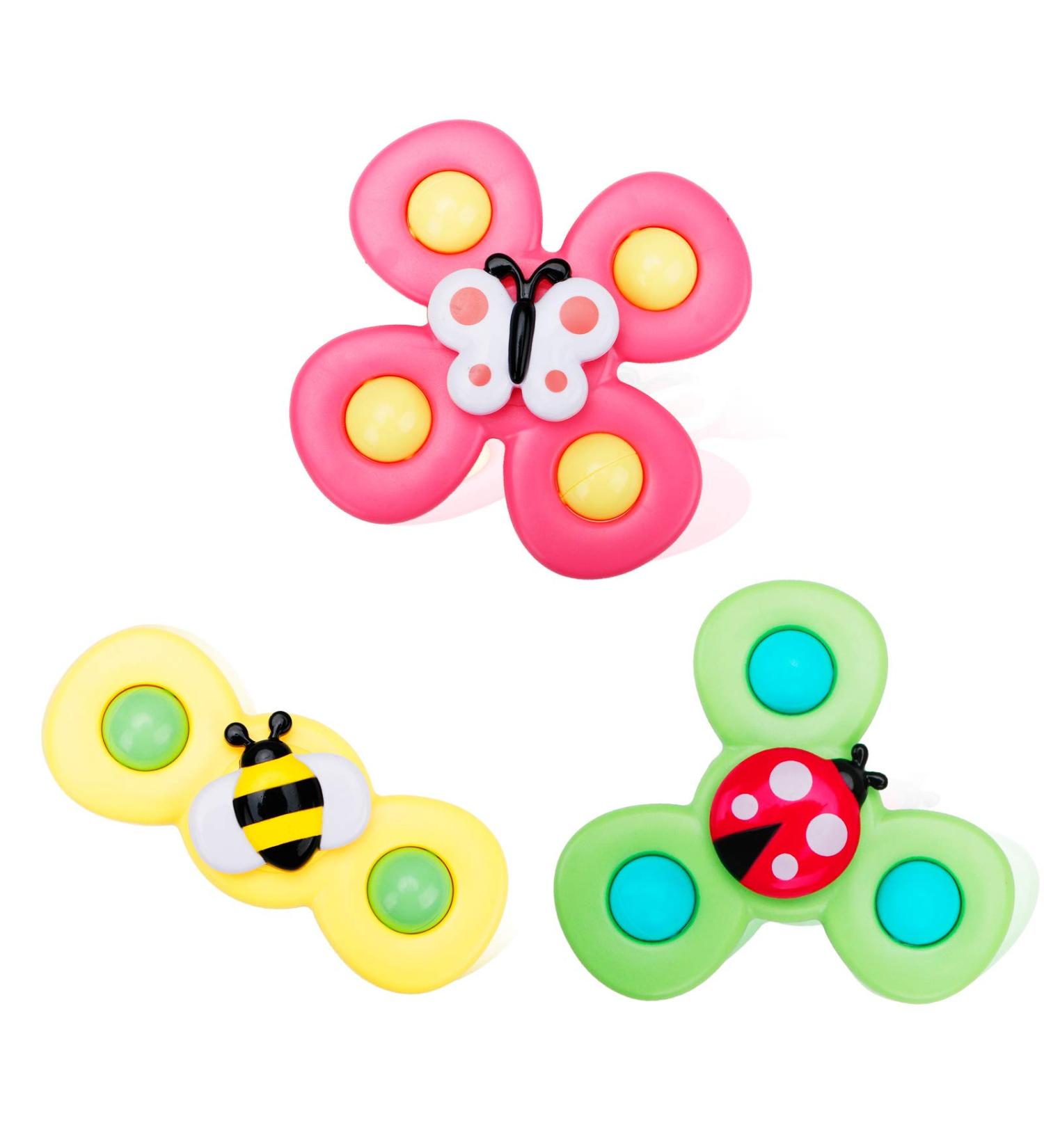 Suction Toys for Baby: 3PC Bath Toys with Rotation Suction Cup for Dining Table, Bathing, Traveling - Buy Online on GoSupps.com