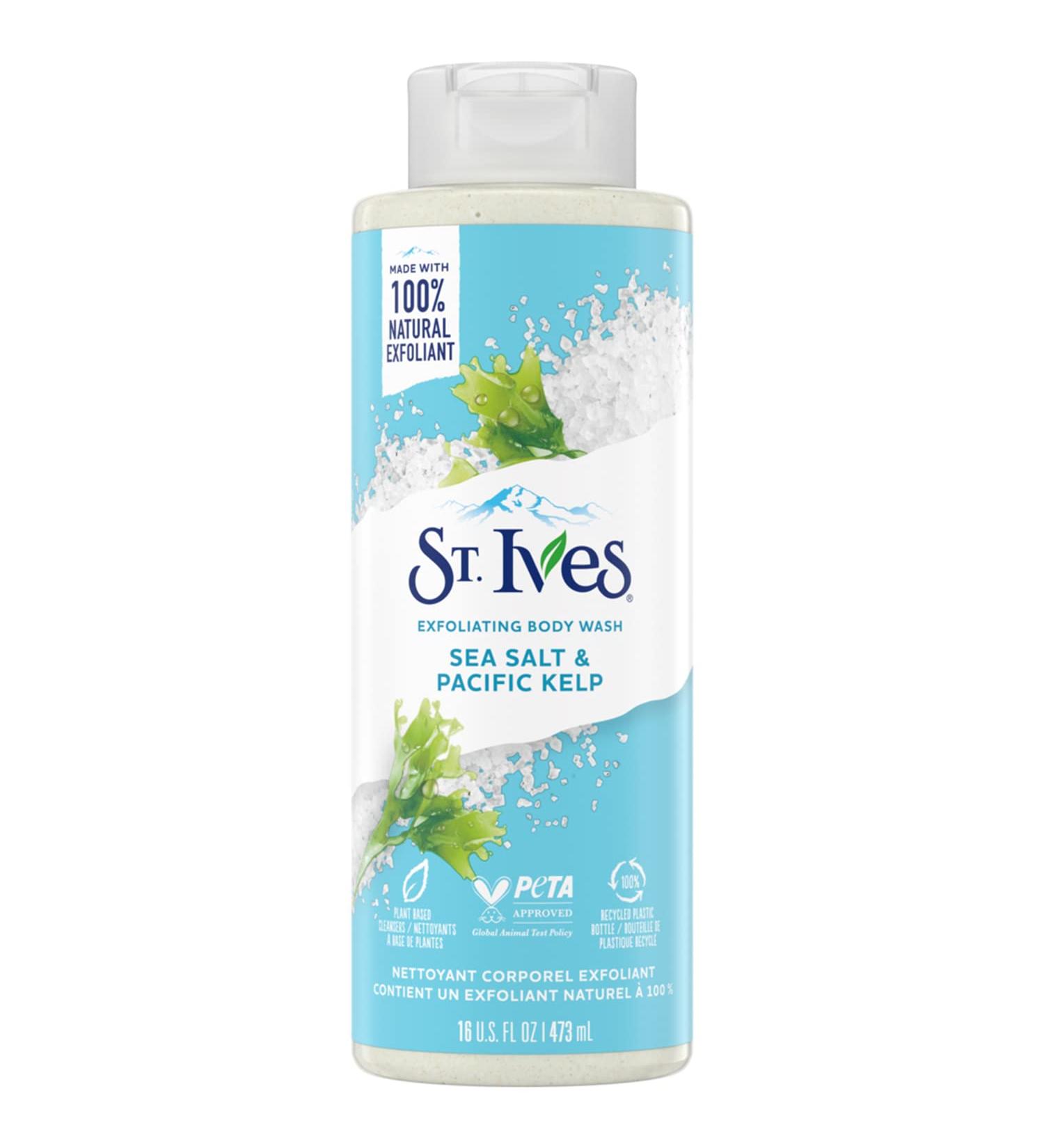 St. Ives Sea Salt & Pacific Kelp Exfoliating Body Wash - 16 Ounces | Plant-Based Scrub for Glowing Skin - Buy Online on GoSupps.com
