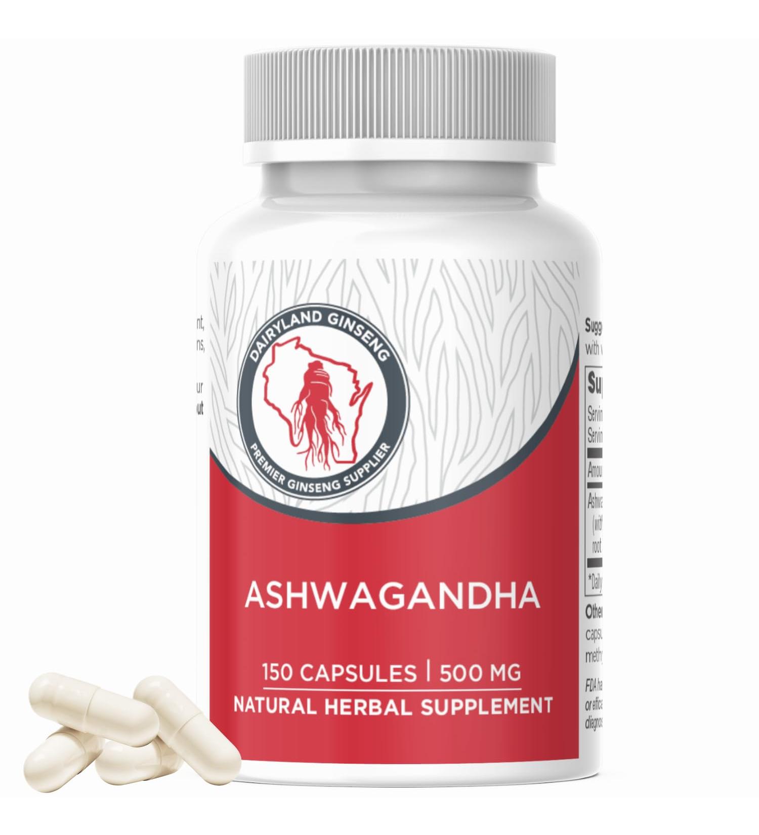 Dairyland Management Ashwagandha Capsules 150ct - 1000 mg per Serving Max Strength Ashwagandha Root Powder - Herbal Supplements and Extract - Buy Online on GoSupps.com
