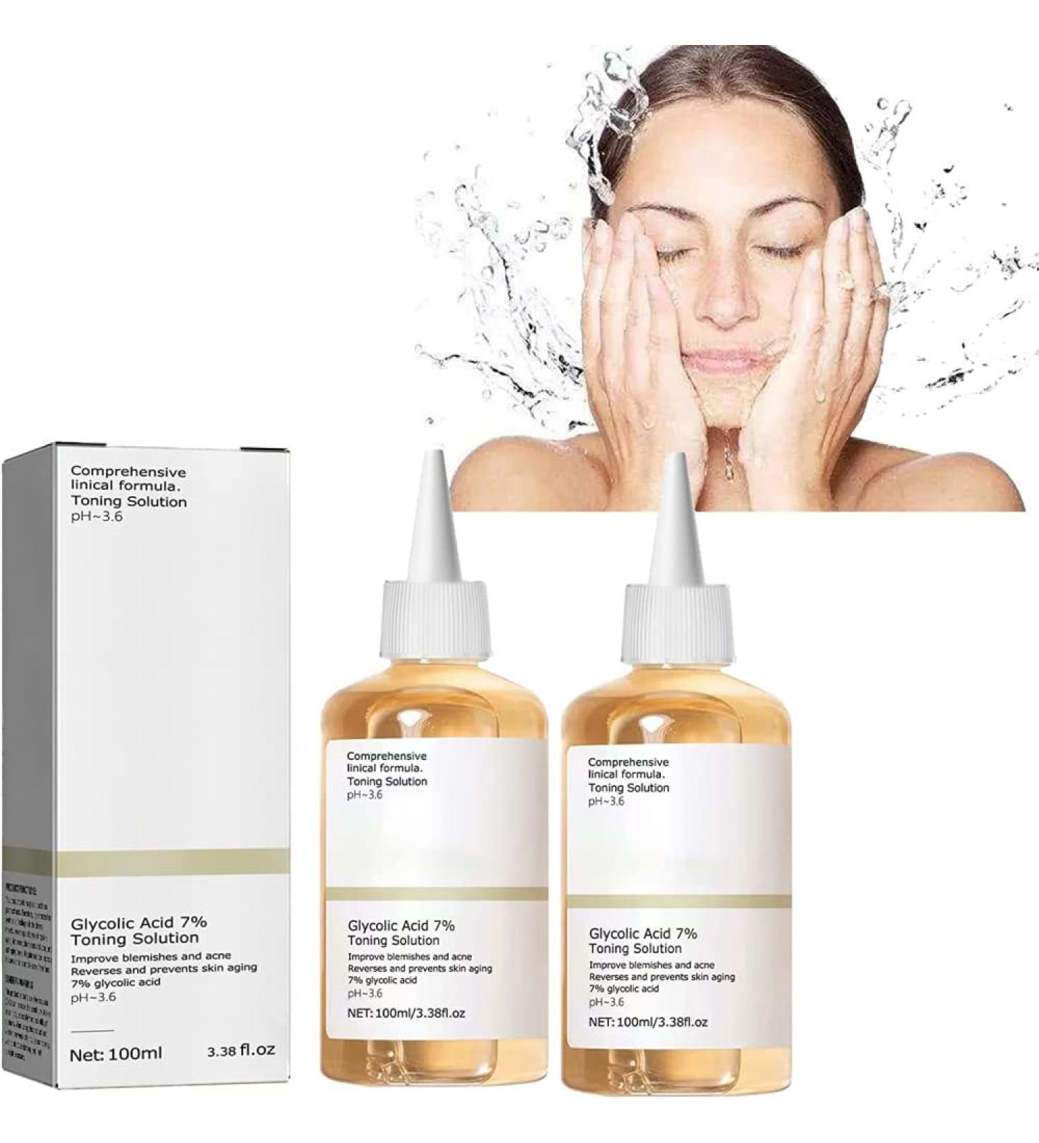 Glycolic Acid 7% Toning Resurfacing Solution -Glycolic Acid 7% Toning Resurfacing Solution for Blemishes and Acne Anti-Aging Freckle Removal Acne Tighten Pores 2bottles - Buy Online on GoSupps.com