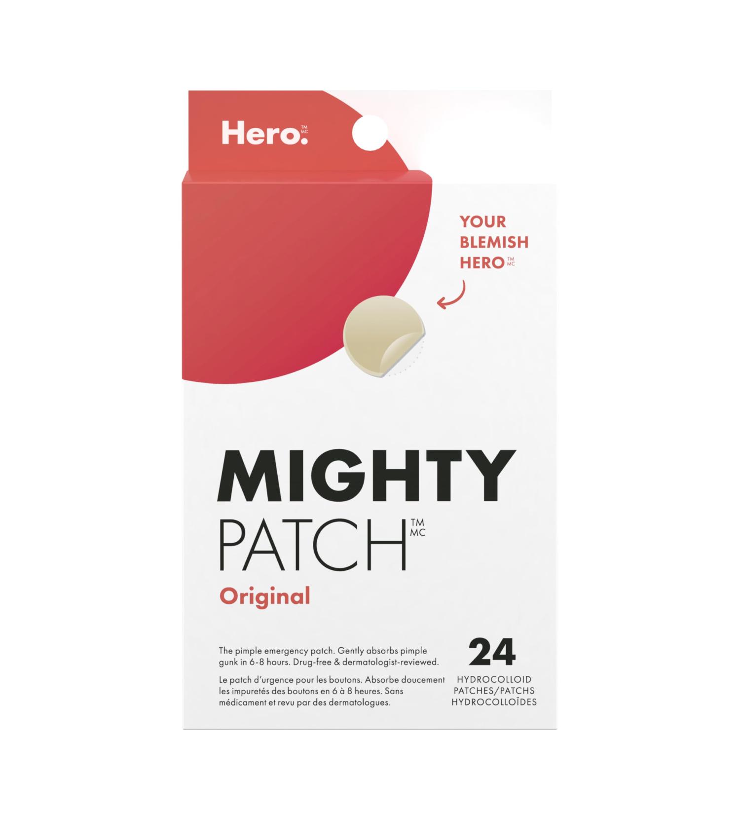 Mighty Patch Original from Hero Cosmetics - Hydrocolloid Pimple Patch Nightime blemish patch wake up to clearer looking skin suitable for sensitive skin (24 Count) - Buy Online on GoSupps.com