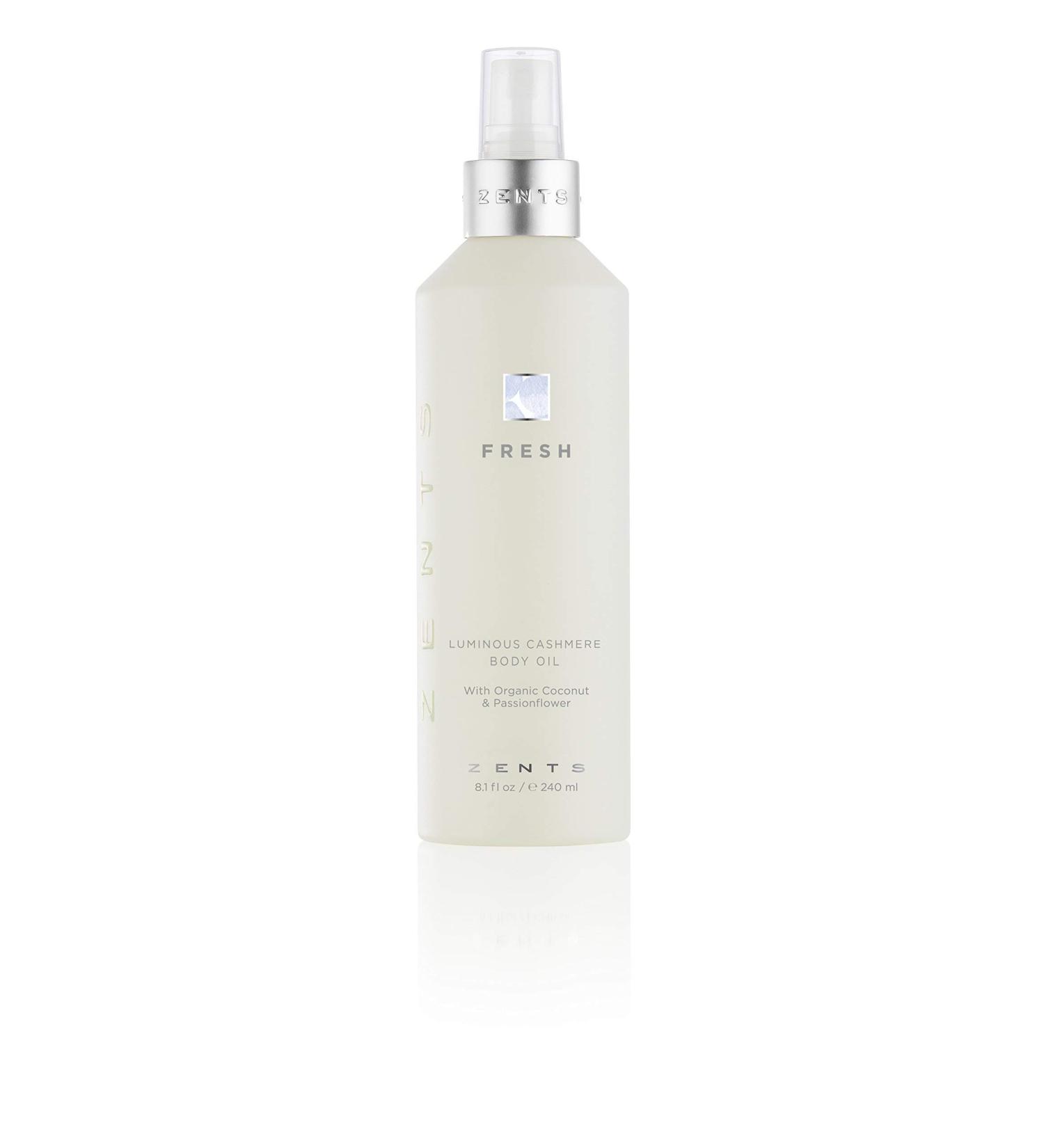 Zents Luminous Cashmere Body Oil - Soften and Moisturize Skin with Vitamin E and Organic Coconut Oil - 8 fl oz (Fresh) - Buy Online on GoSupps.com