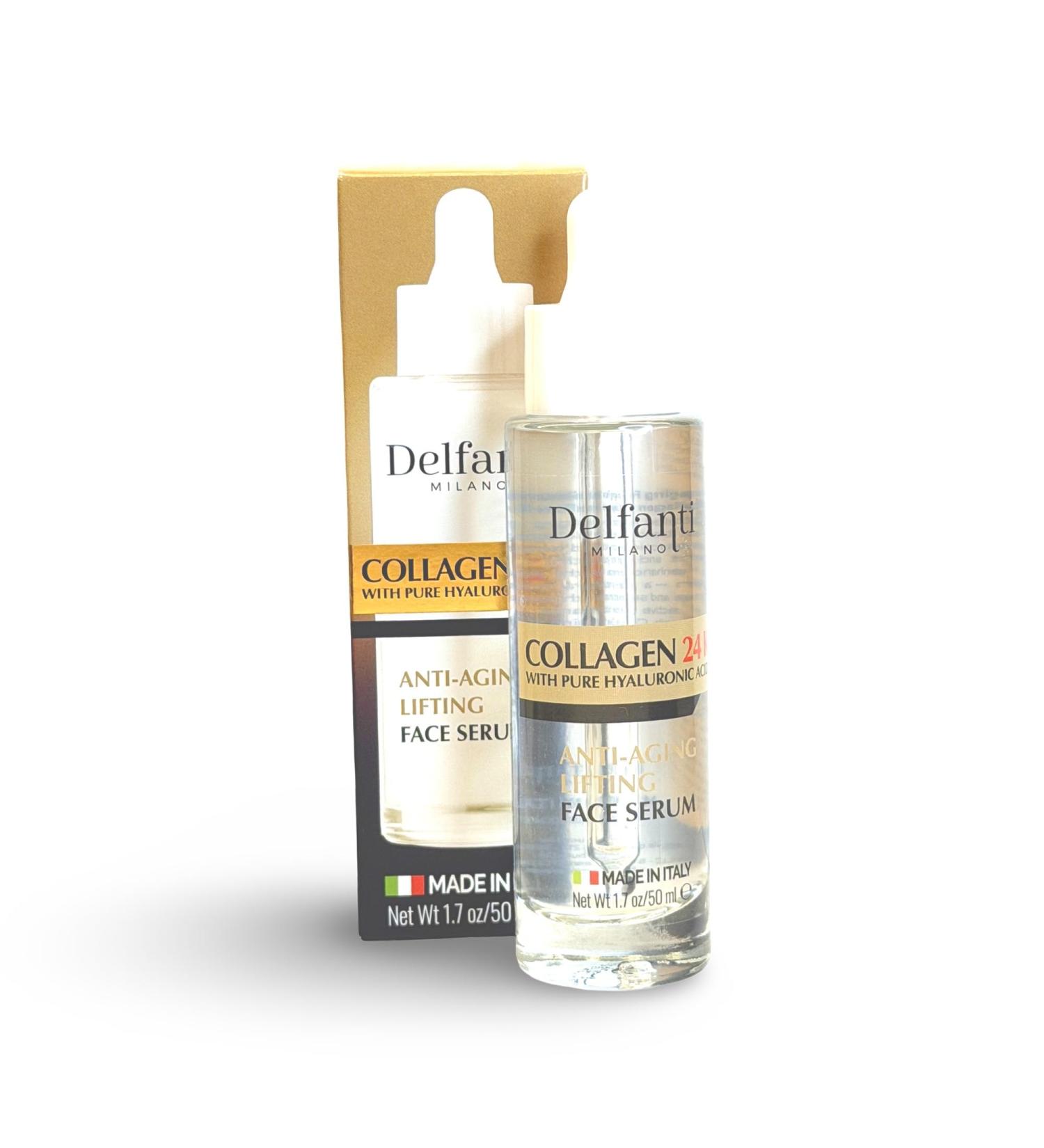 Delfanti Milano COLLAGEN 24K with pure HYALURONIC Acid Anti-Aging Lifting Face Serum Made in Italy 1.7 oz