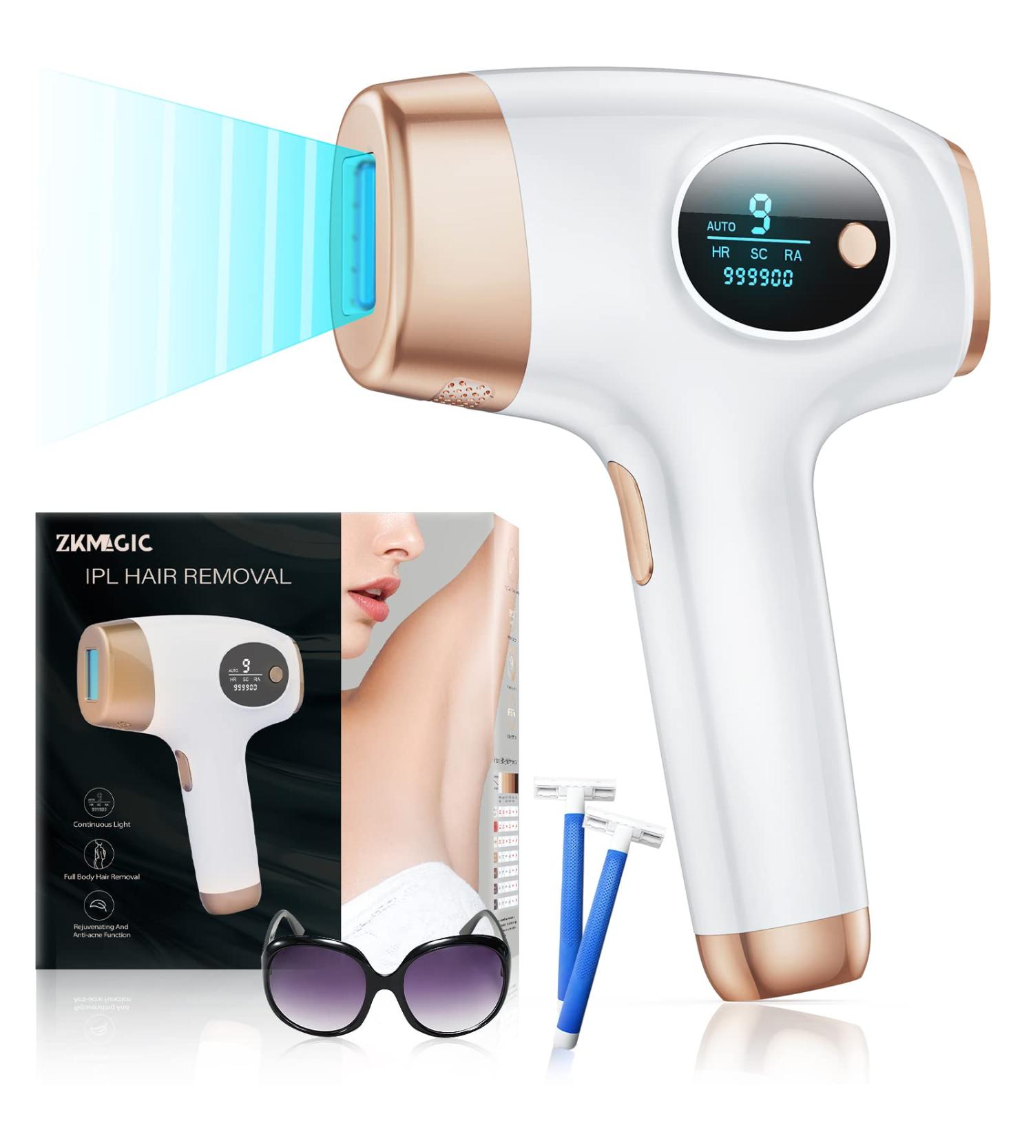 Pain-Free Laser Hair Removal Device - 9 Energy Levels 3 Functions 999 900 Light Impulses - Perfect for Women Armpits Legs & Body - Buy Online on GoSupps.com