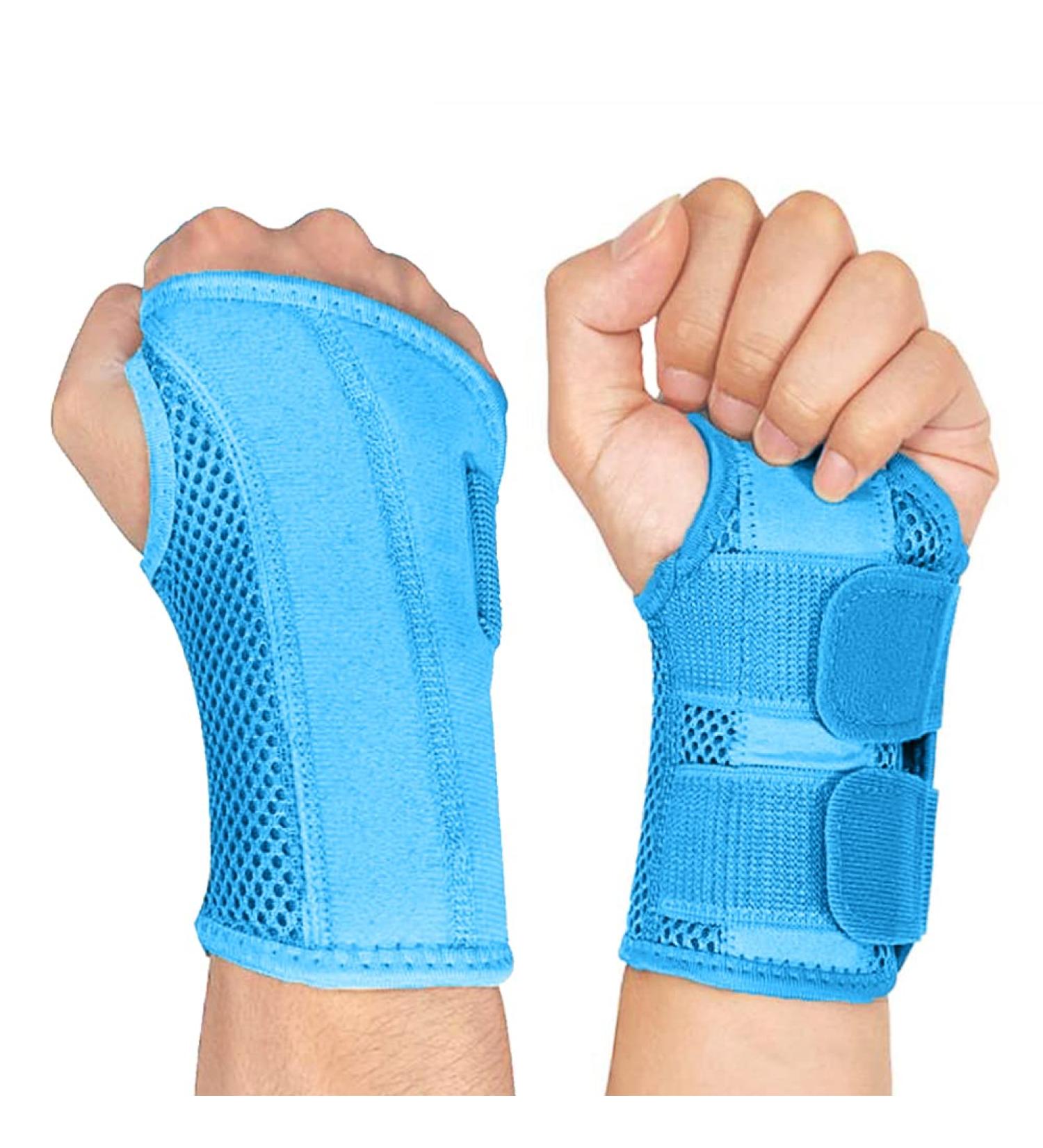 NuCamper Wrist Brace Carpal Tunnel - Men Women Night Support Splint - Compression Sleeve Adjustable Straps - Tendonitis Arthritis Pain Relief -Blue Large/X-Large - Buy Online on GoSupps.com