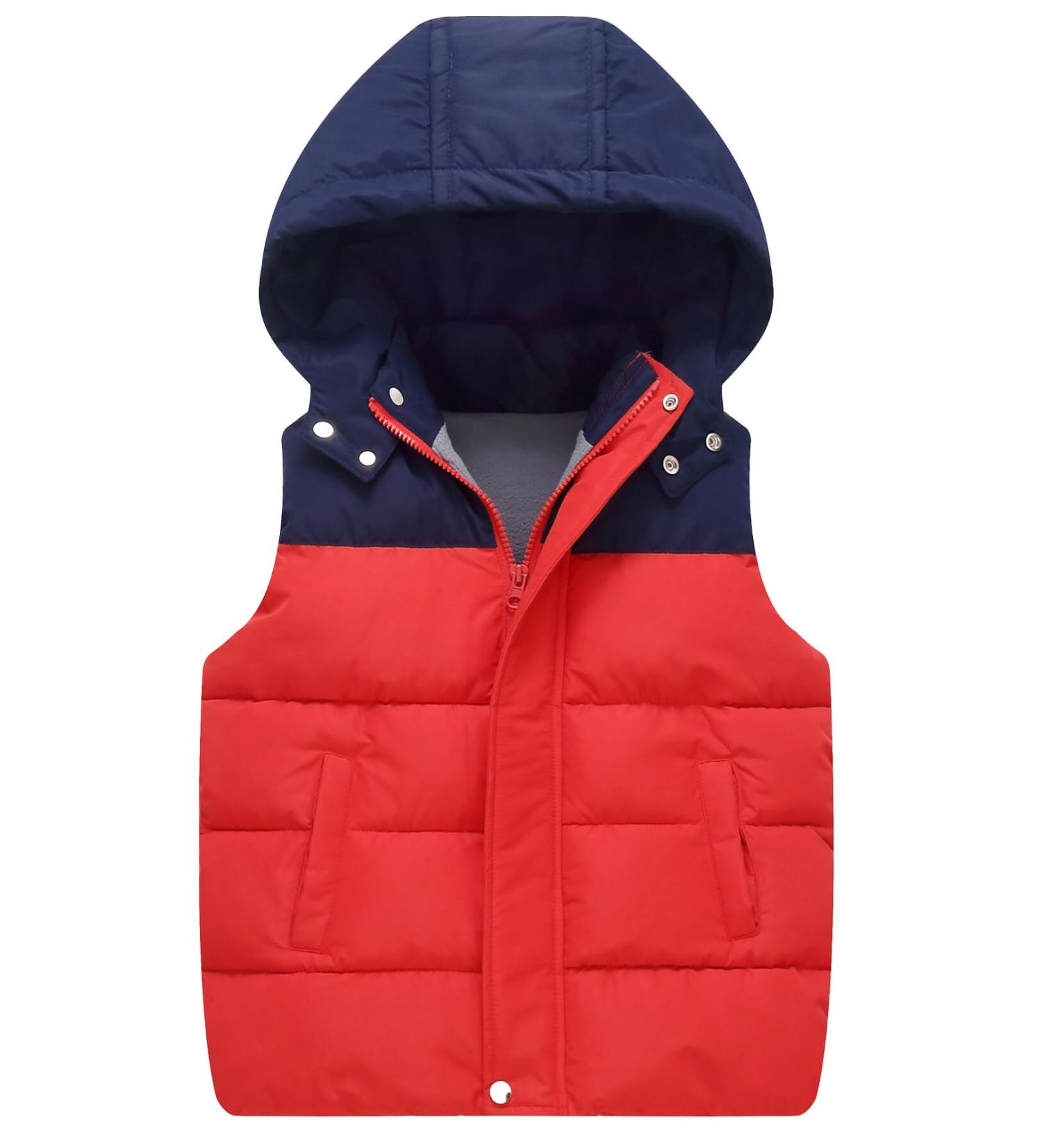 Happy Cherry Kids' Winter Puffer Vest Jacket- Lightweight, Water Resistant Hoodie Gilet for Boys and Girls - Windproof Down Vest for Toddlers - 3-13 Years (8-9 Years, Red) - Buy Online on GoSupps.com