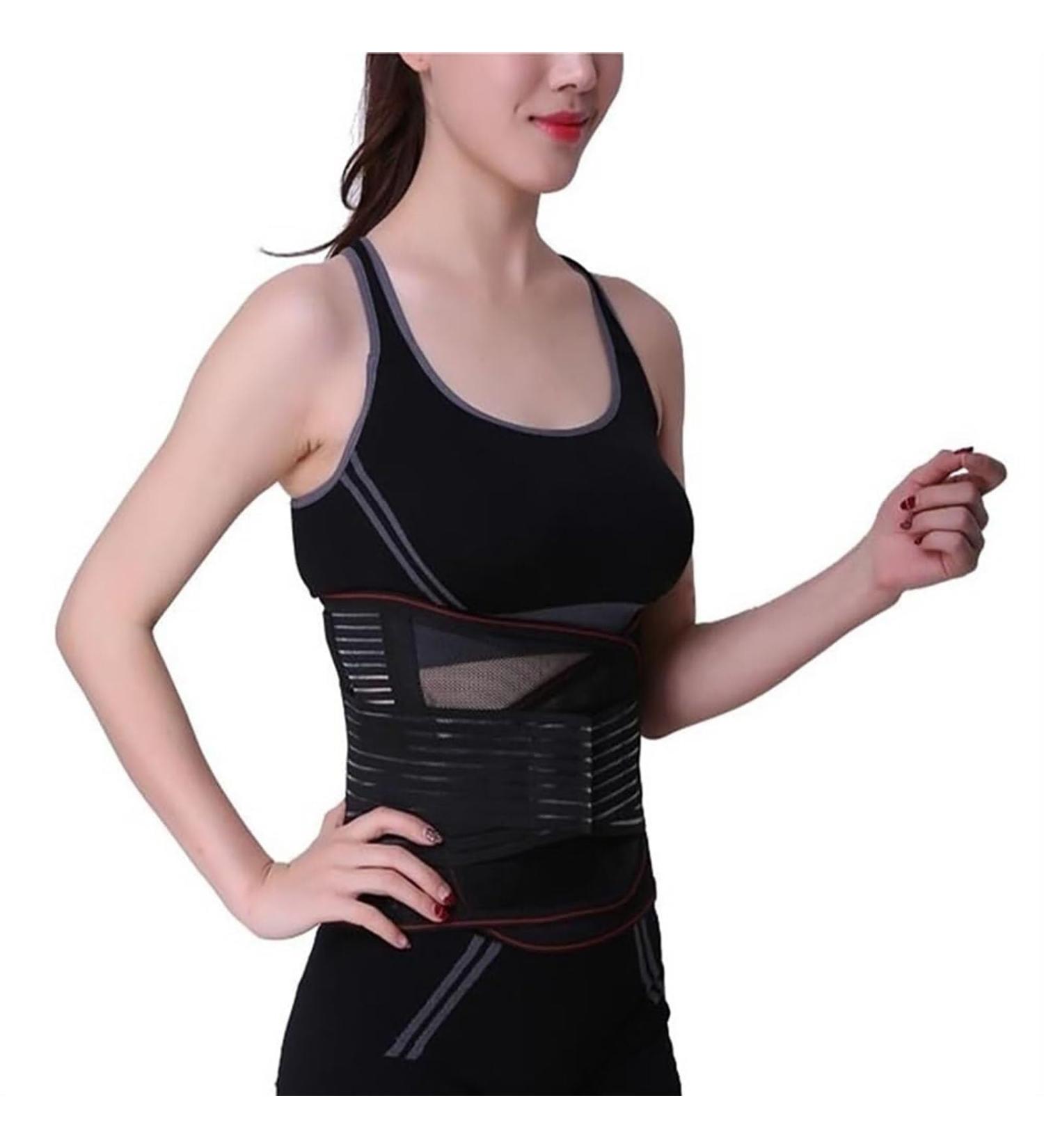 Lower Back Brace - Double Pull Support Belt | Breathable Posture Corrector | Adjustable Lumbar Support for Men Women & Teens | Pain Relief | 2XL Black - Buy Online on GoSupps.com