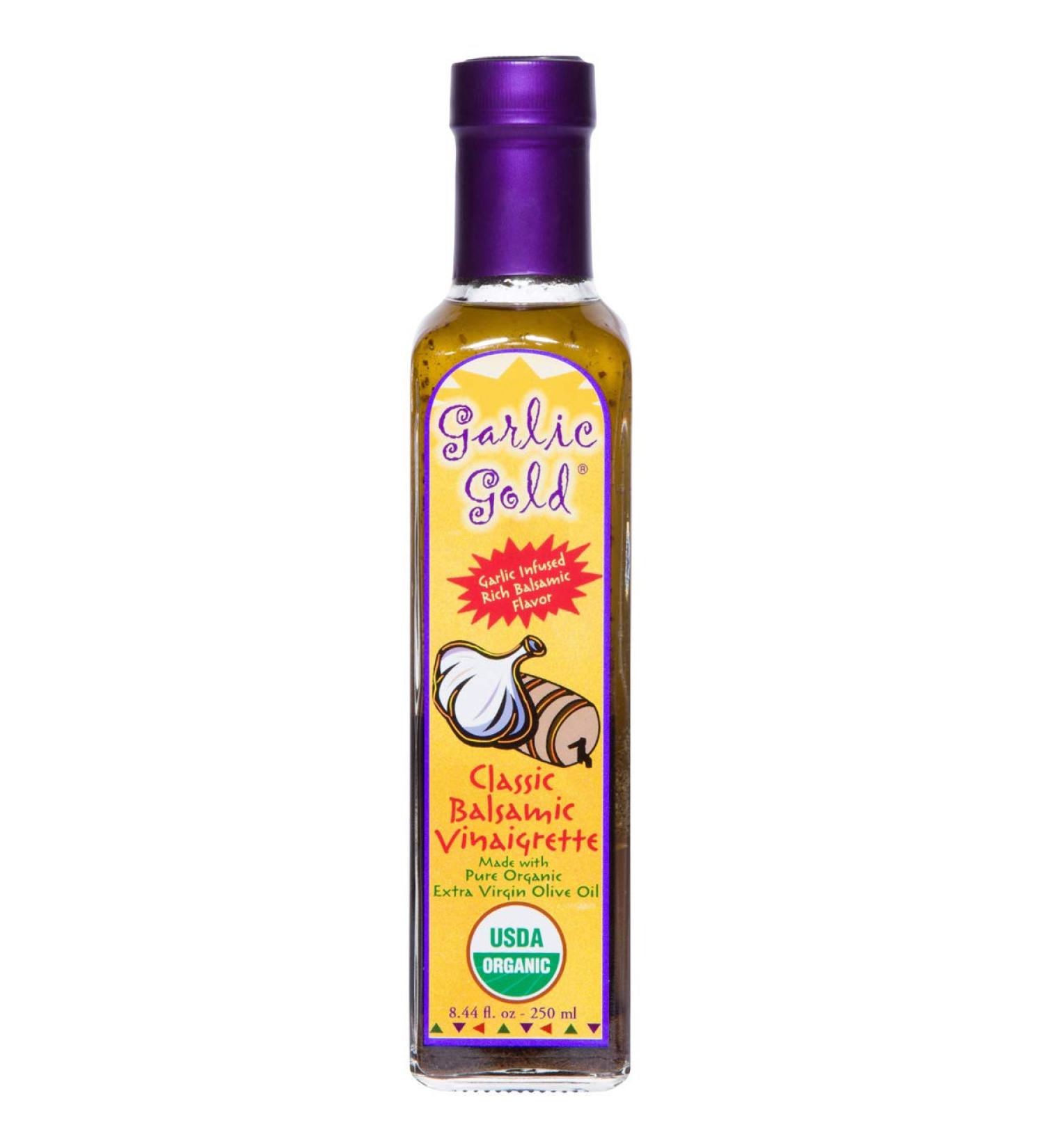 Organic Garlic Gold Balsamic Vinaigrette Salad Dressing 8.44 fl oz - USDA Certified, Soy Free - Buy Online on GoSupps.com