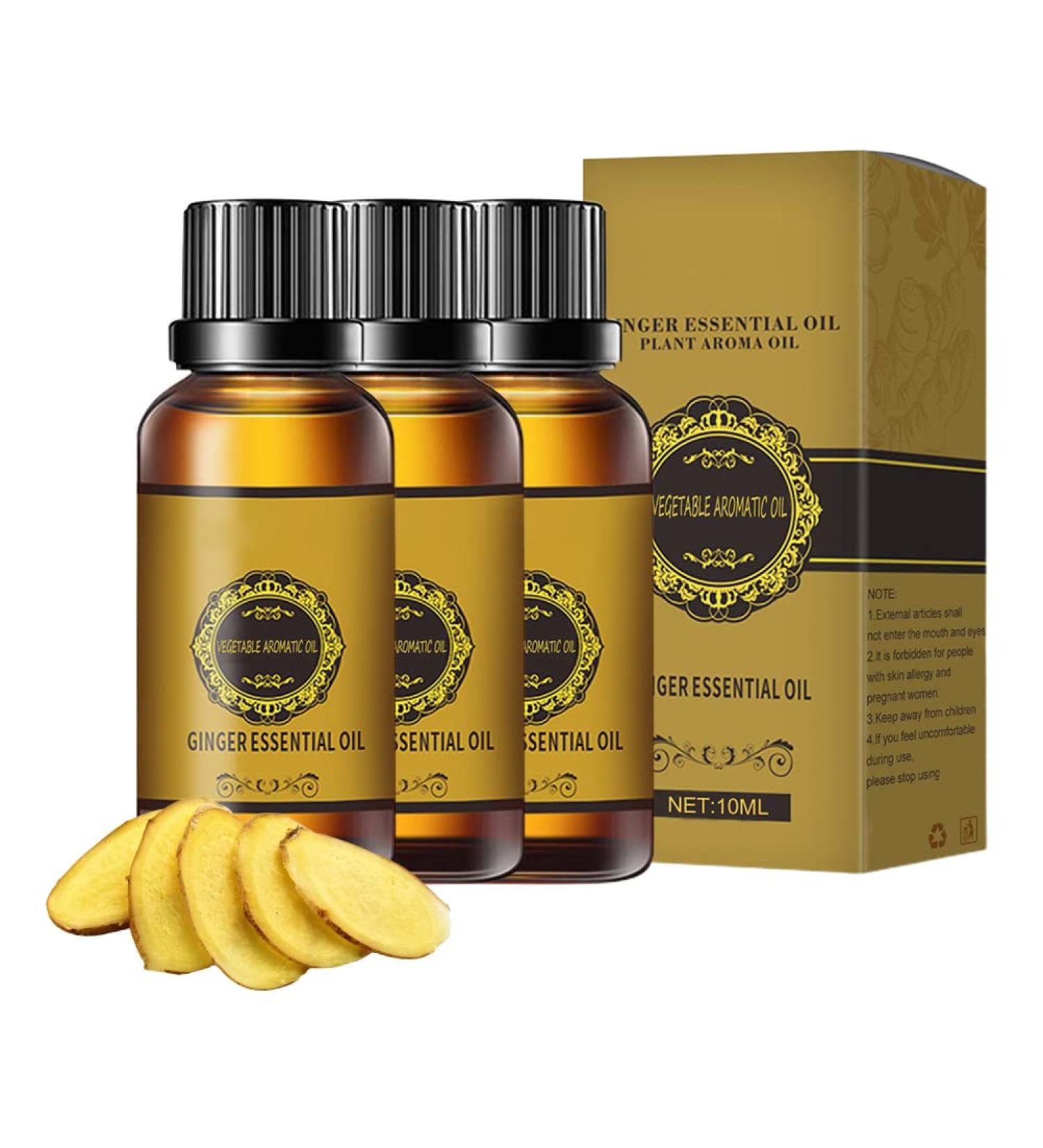 3 Pieces Abdominal Drainage Ginger Oil - Natural Lymphatic Massage Oil for Blood Circulation & Relaxation (10ml) - Buy Online on GoSupps.com