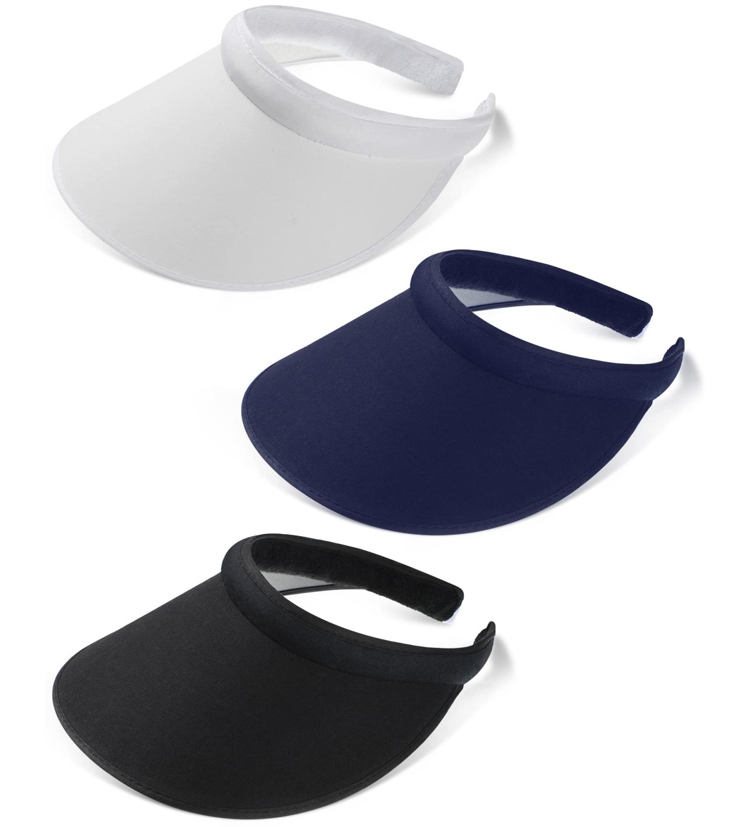 3 Pcs Cloth Covered Sports Sun Visor Set for Women & Men - Black, Navy Blue & White - Buy Online on GoSupps.com