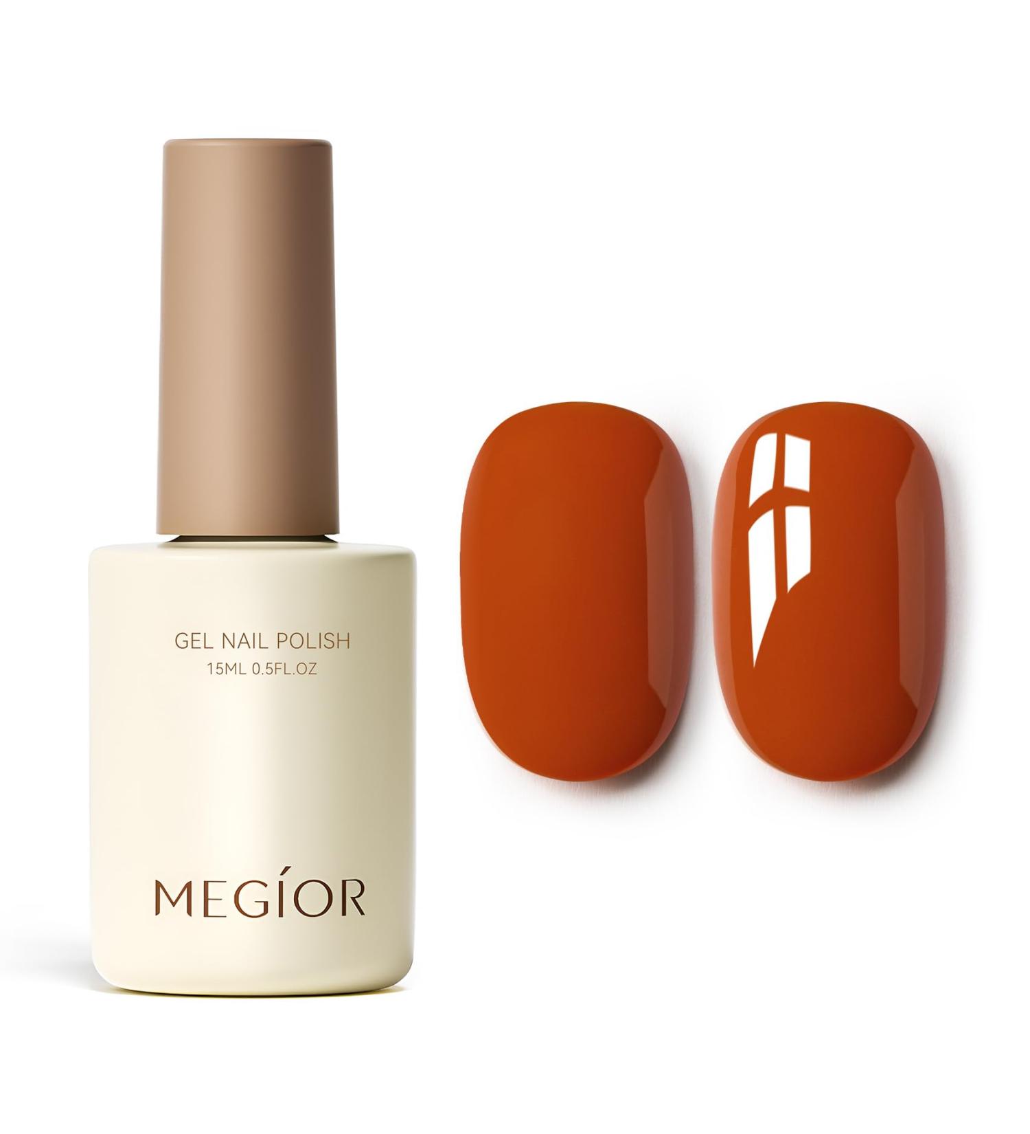 MEGIOR Pumpkin Gel Nail Polish 15ml Orange Gel Polish High Gloss Soak Off UV LED Nail Gel Polish for Nail Art Manicure Salon DIY Home Gift for Girls Pumpkin Party - Buy Online on GoSupps.com